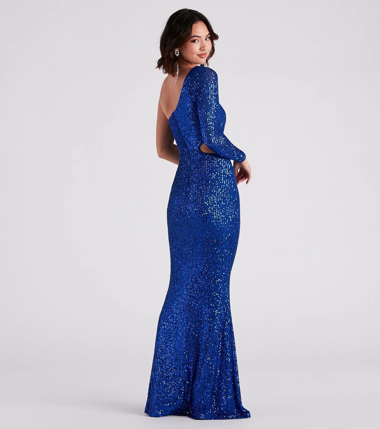 Emmie Formal Sequin One-Shoulder Dress - ROYAL