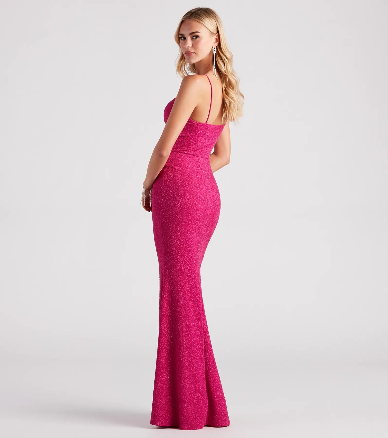 Kelsie Formal Glitter Mermaid Dress - PINK