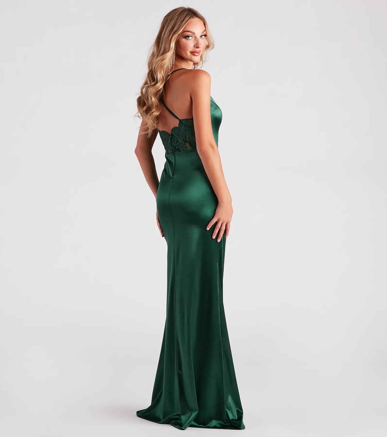Abigail Ruched Satin Mermaid Dress - HUNTER