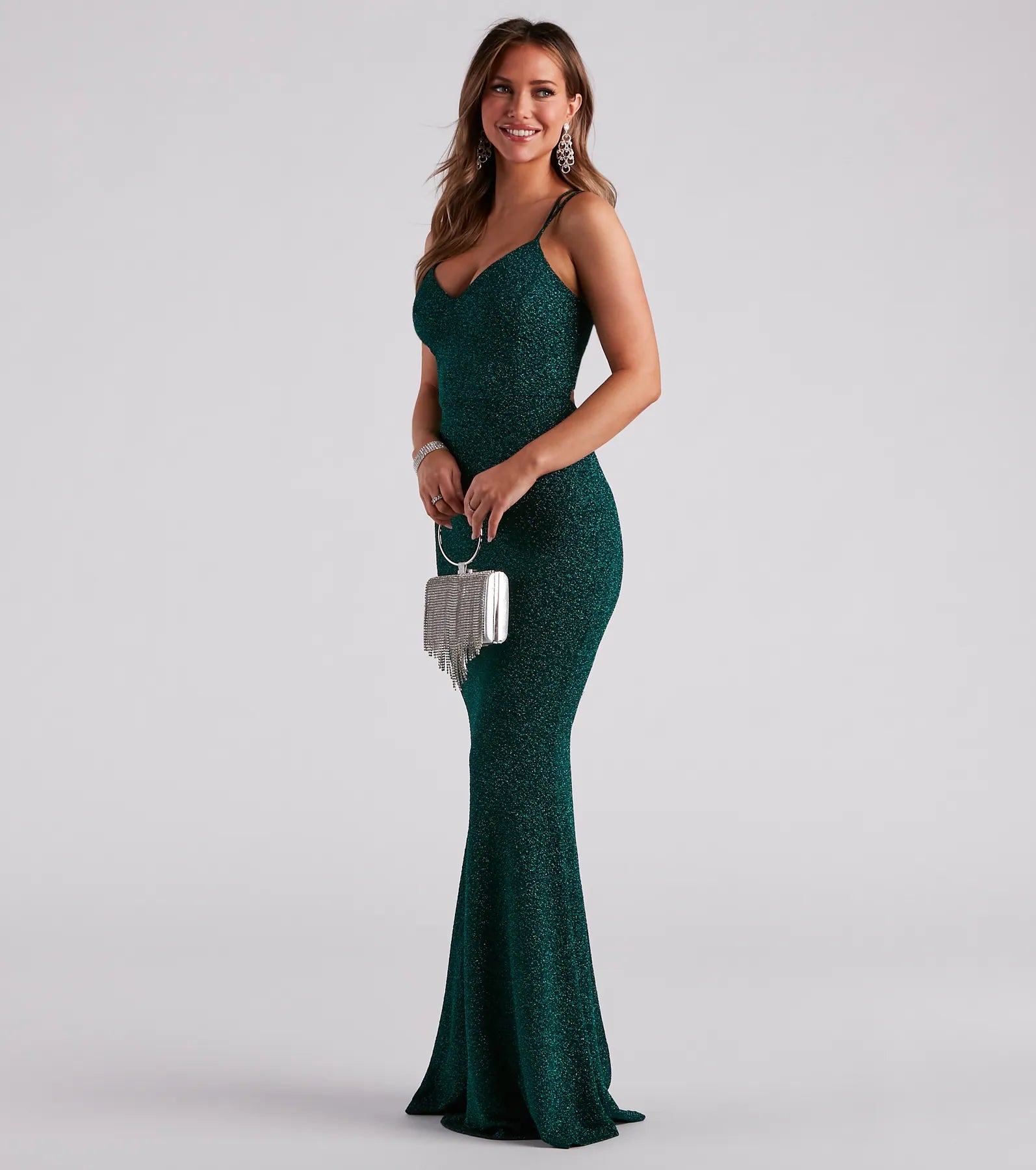 Rachel Formal Glitter Lace-Up Dress - HUNTER