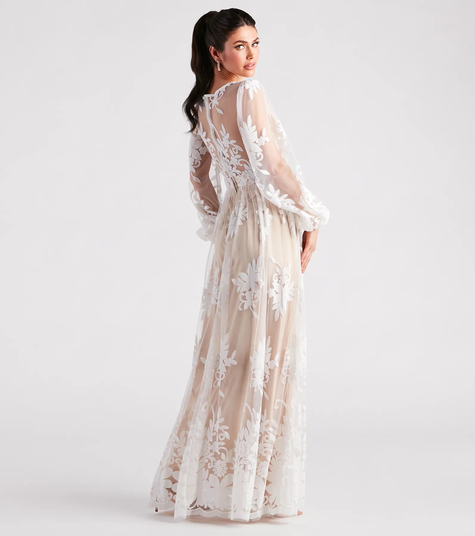 Evelyn Formal Plunge A-Line Dress - IVORY