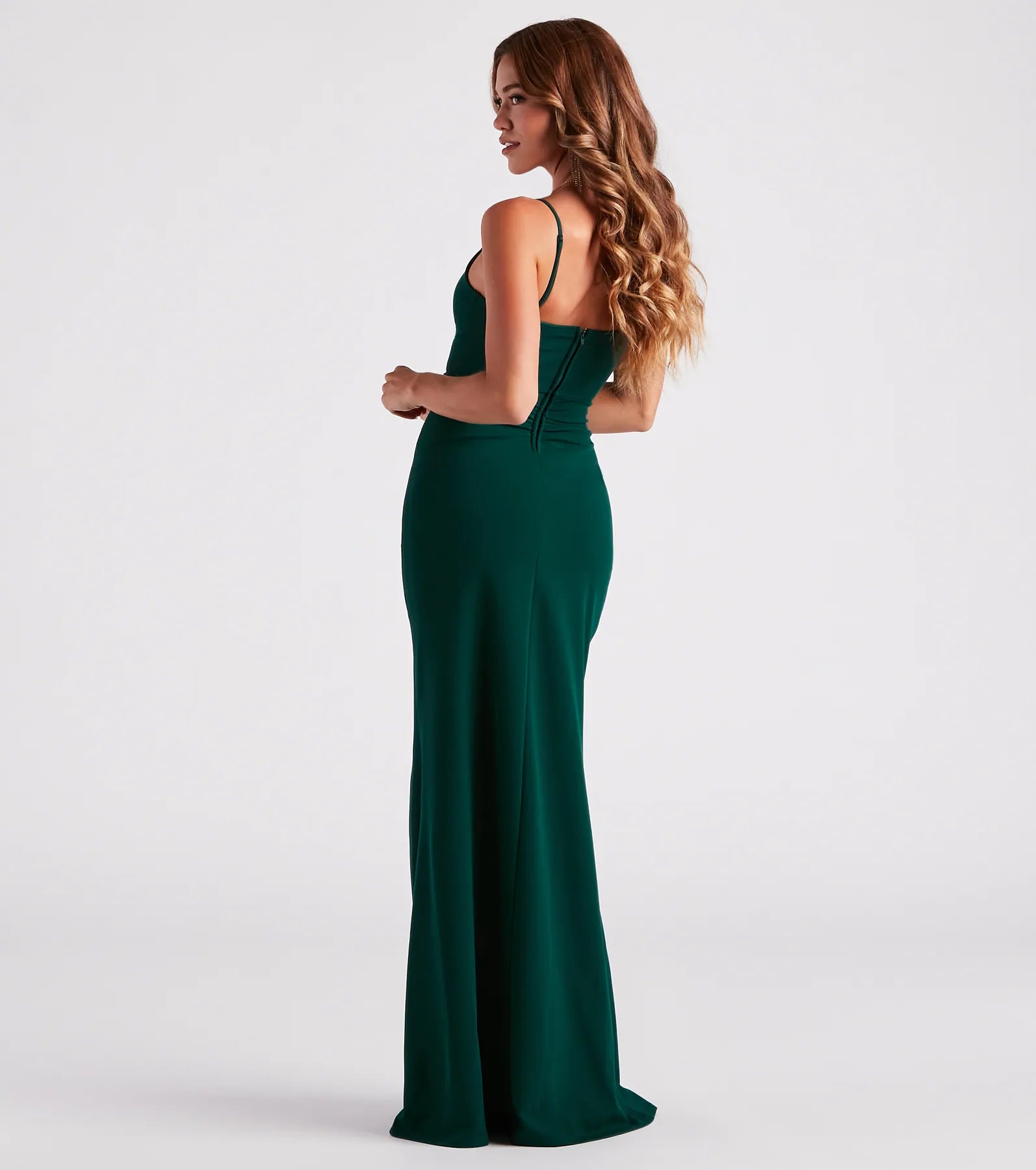 Evanna Formal Crepe Ruched Dress - HUNTER