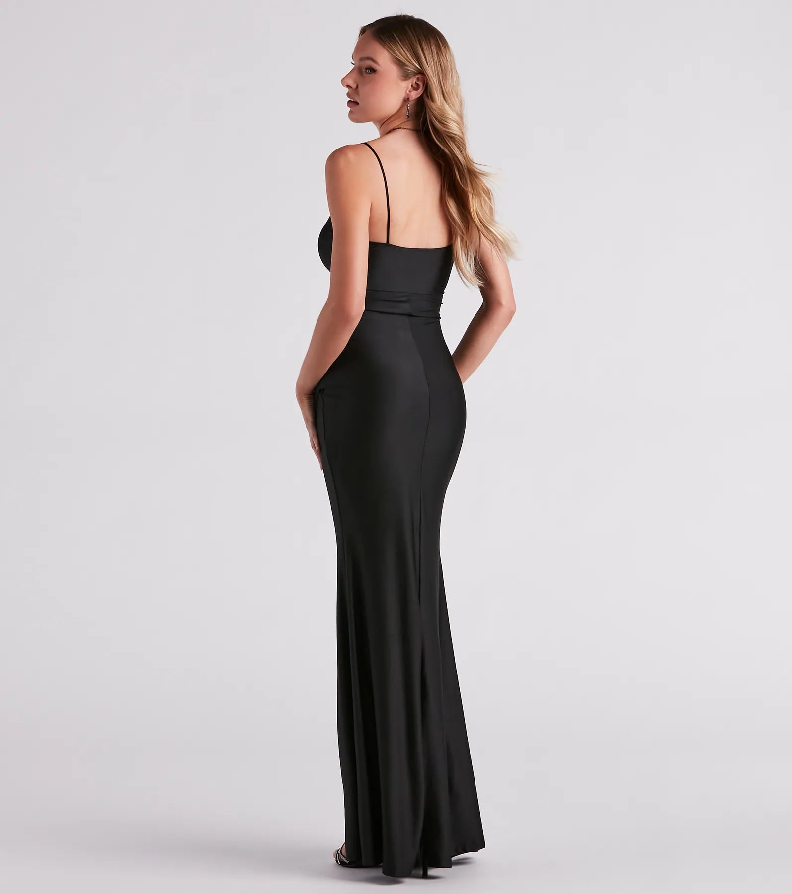 Kensie Formal Surplice V-Neck Dress - BLACK-2