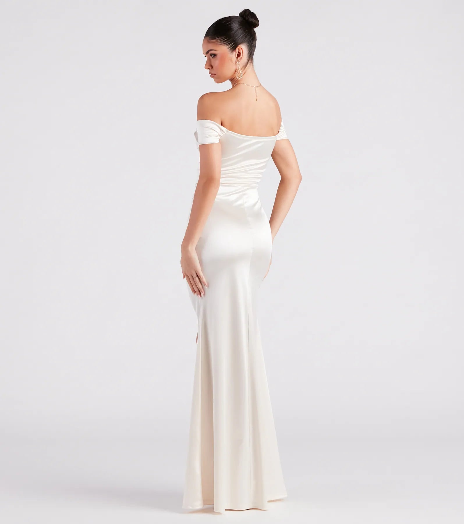 Valencia Formal Off-The-Shoulder Wrap Dress - IVORY