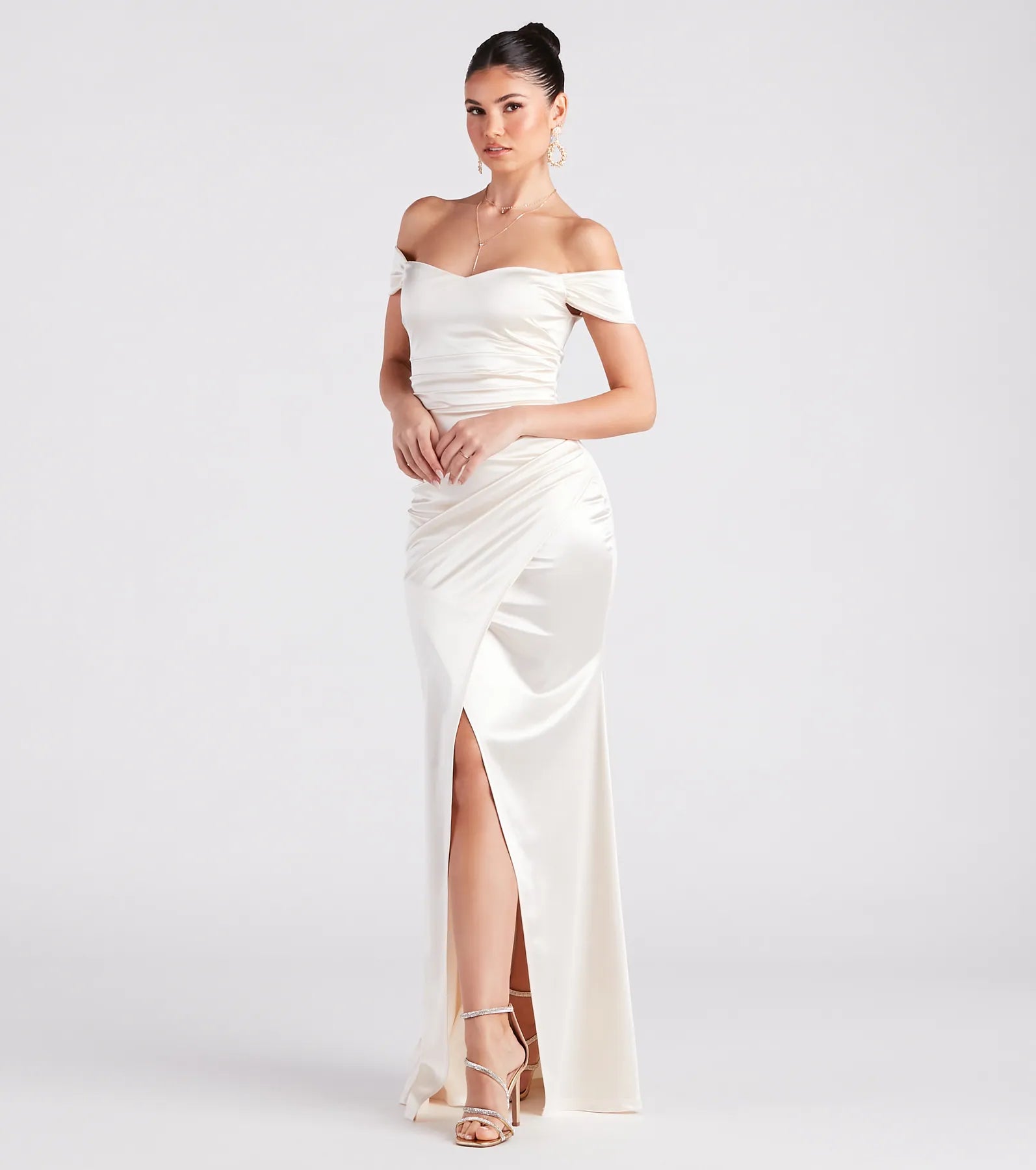 Valencia Formal Off-The-Shoulder Wrap Dress - IVORY