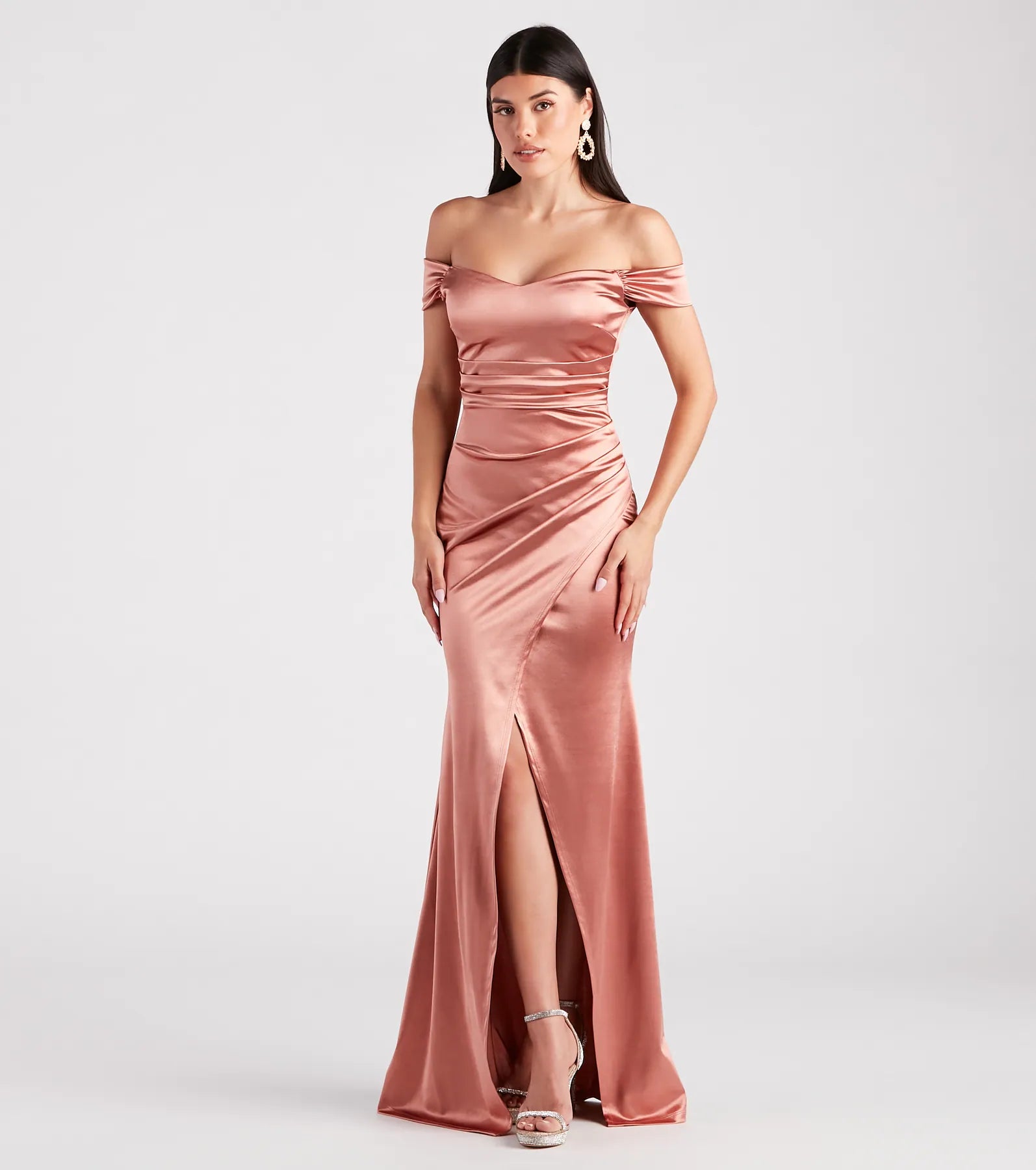 Valencia Formal Off-The-Shoulder Wrap Dress - ROSE