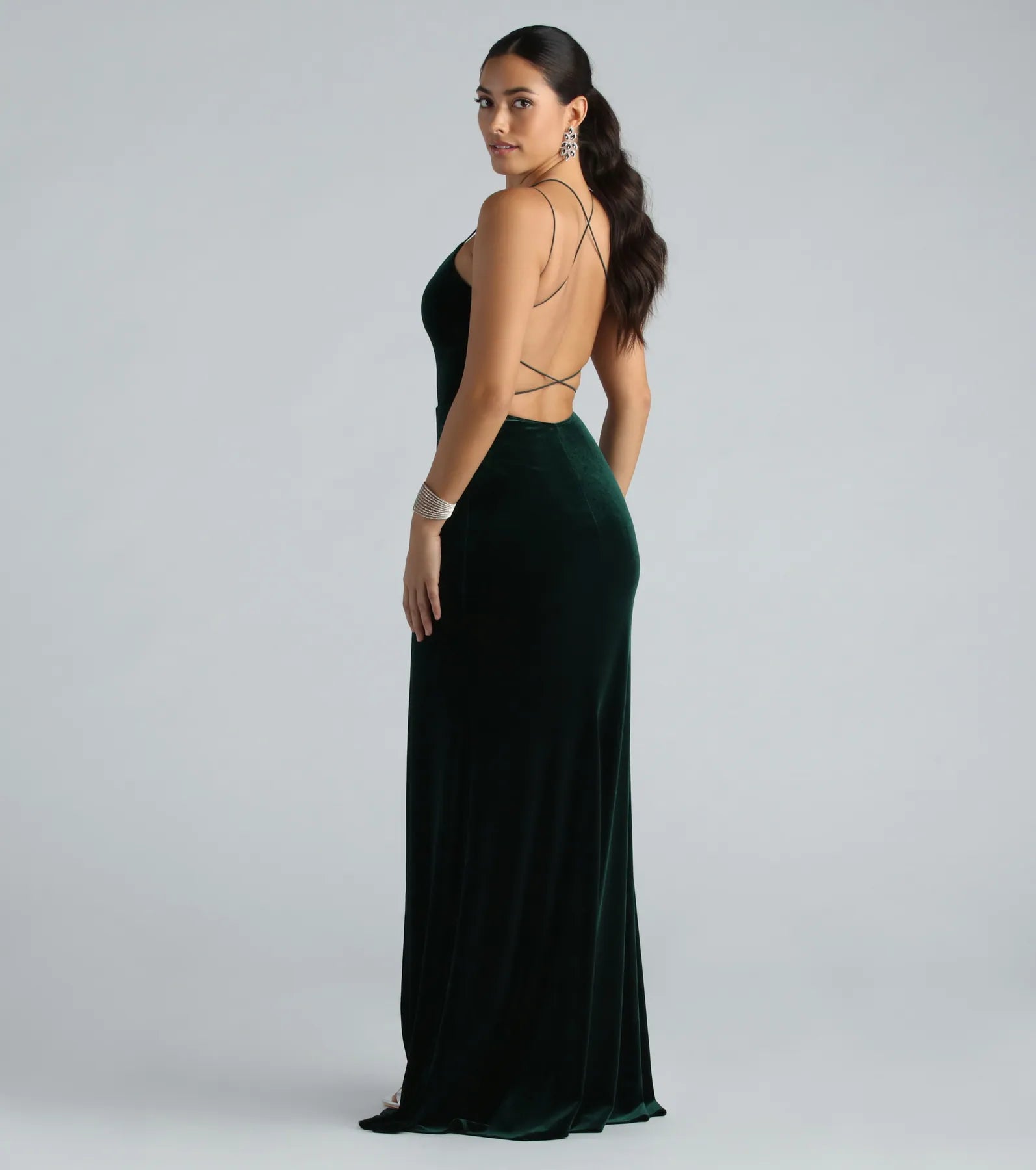 Vega Formal High Slit Velvet Dress - HUNTER
