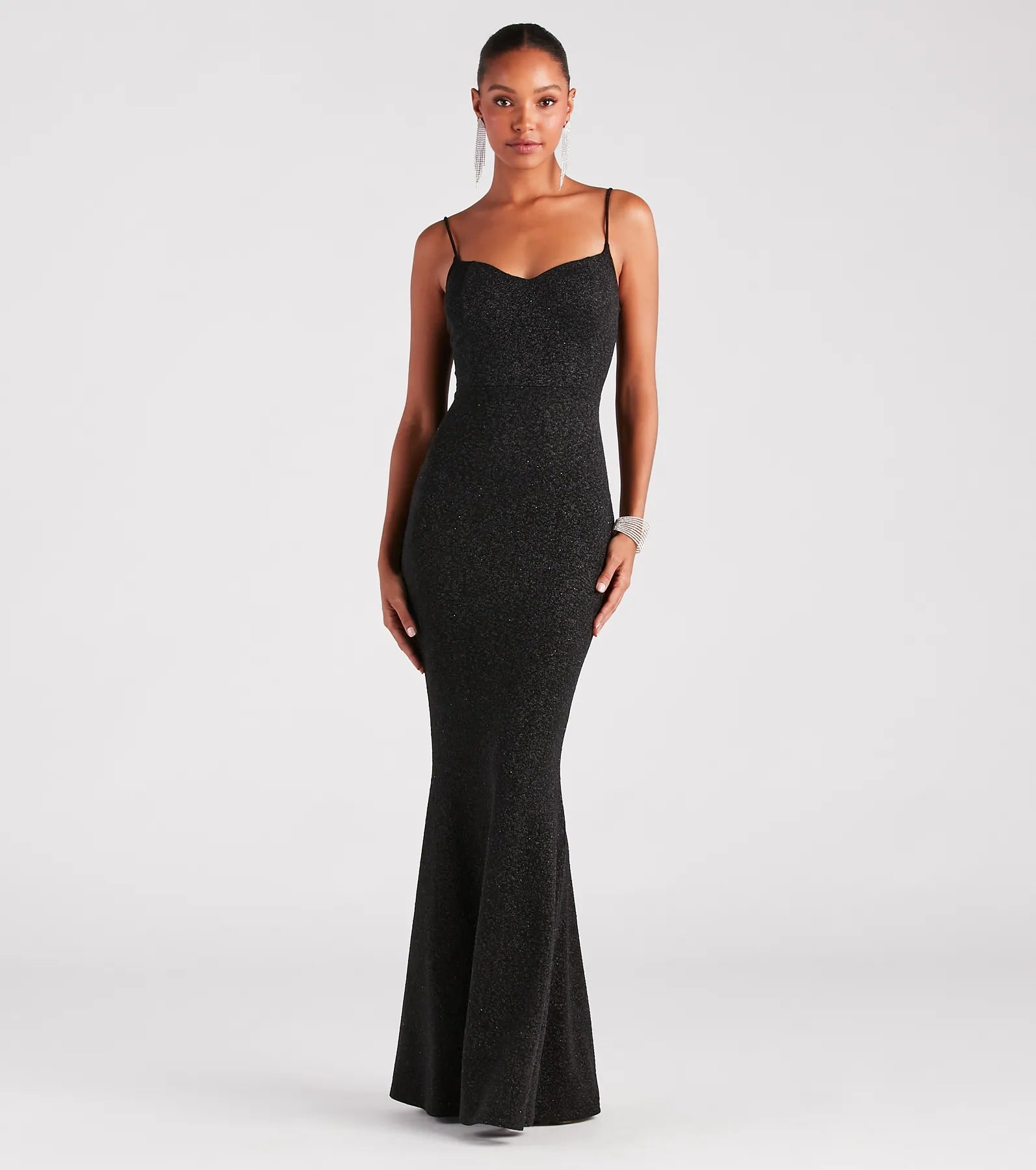 Ainsley Glittering Evening Gown - BLACK