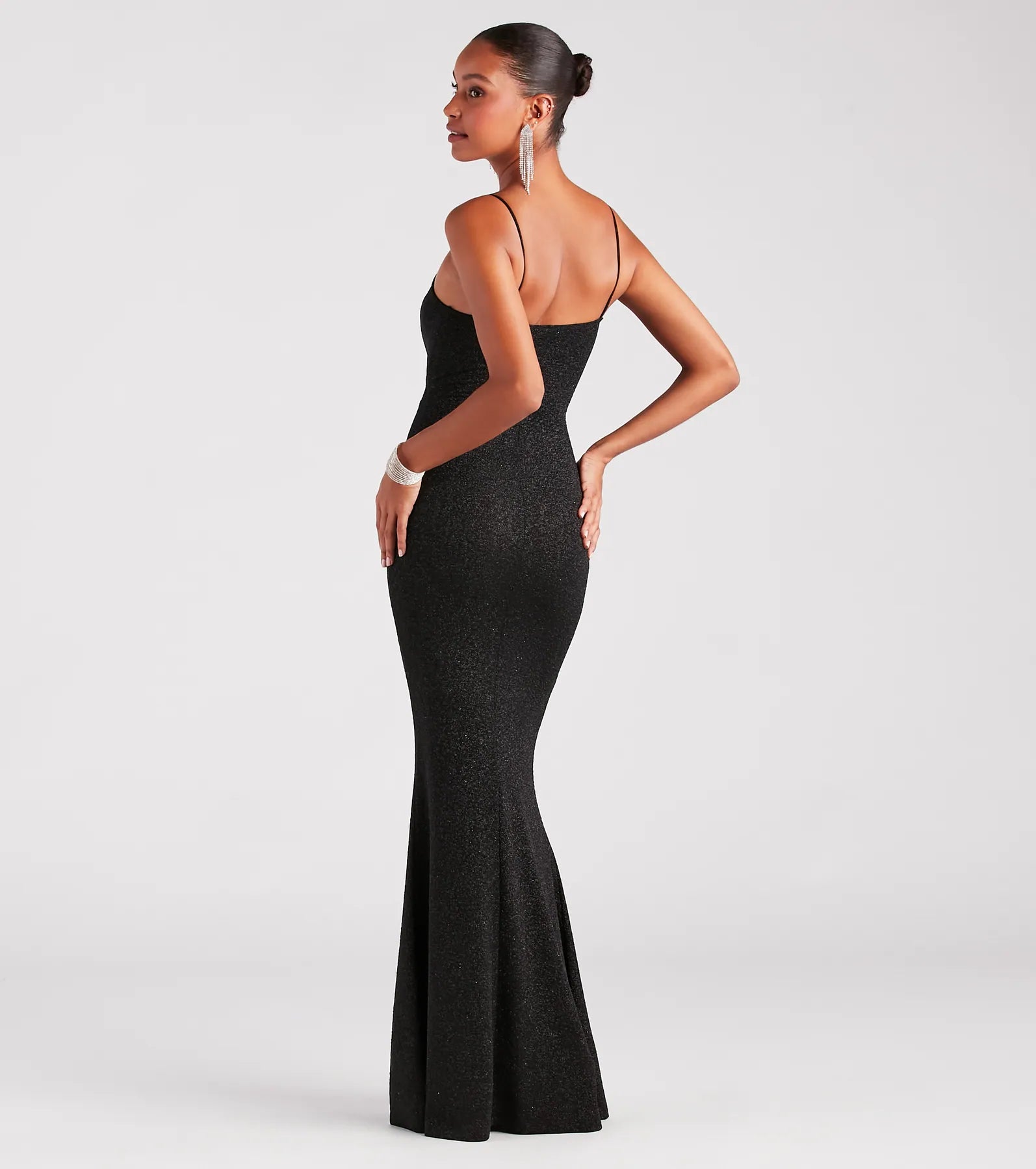 Ainsley Glittering Evening Gown - BLACK