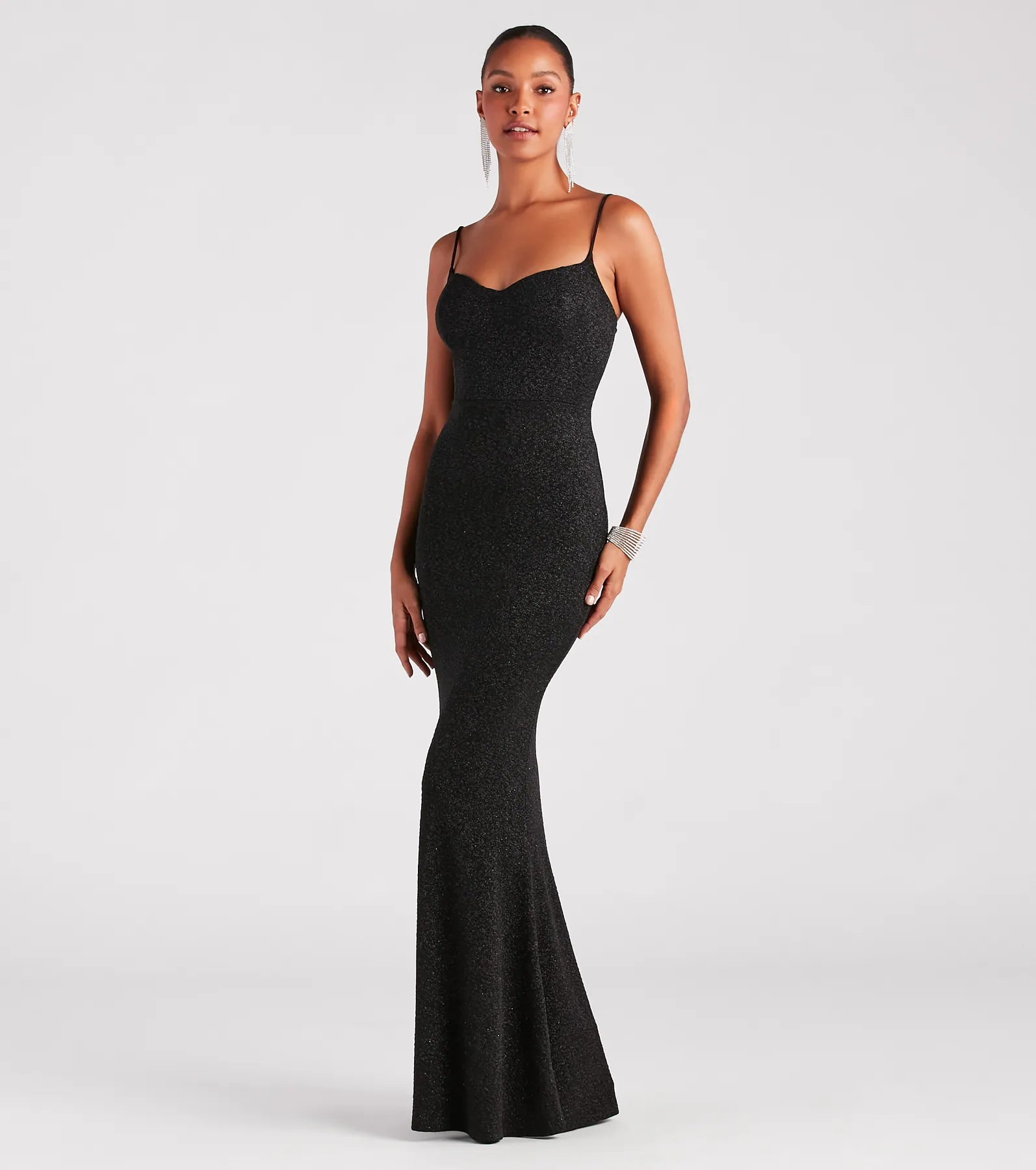 Ainsley Glittering Evening Gown - BLACK