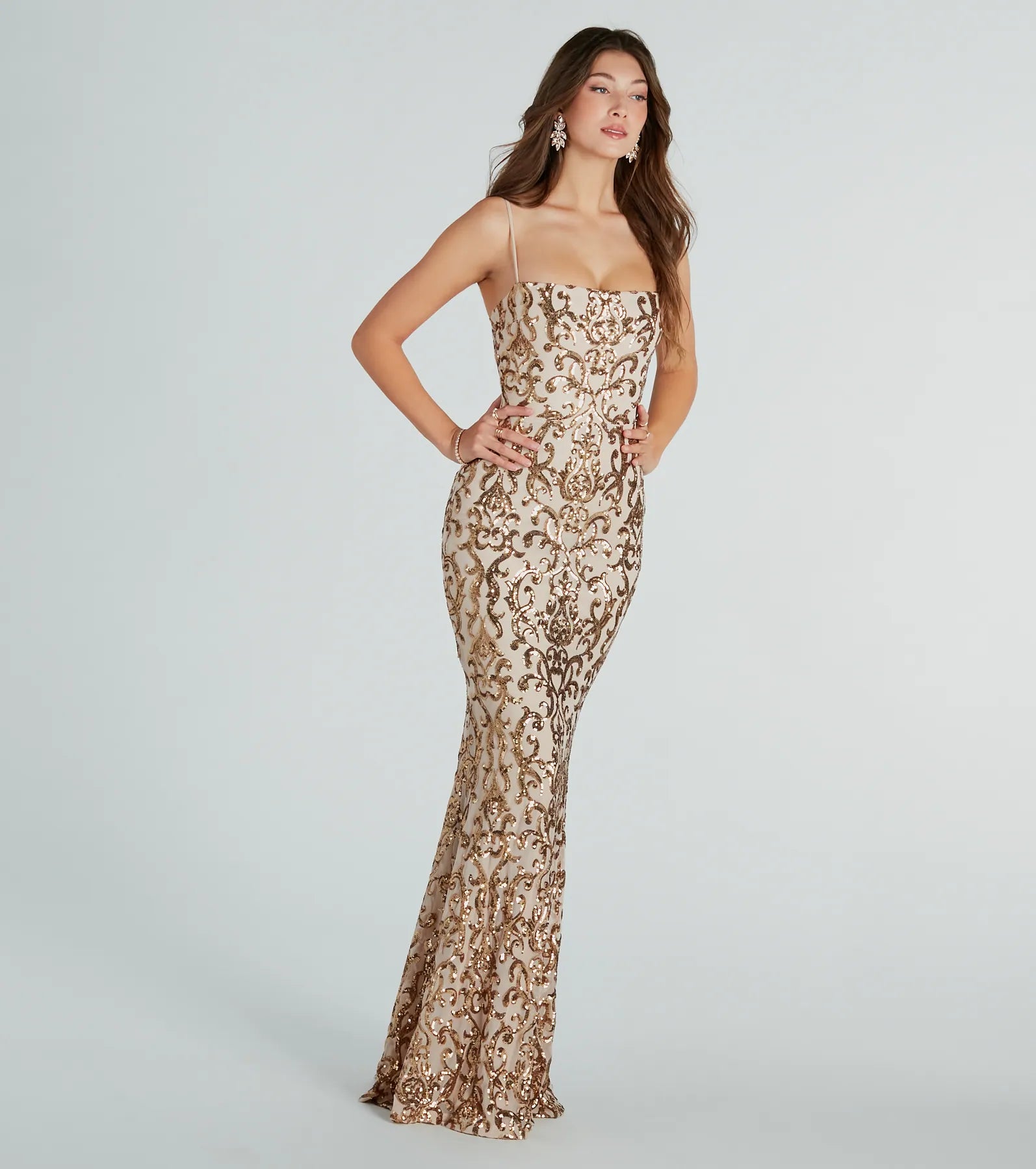 Noemi Formal Sequin A-Line Dress - GOLD