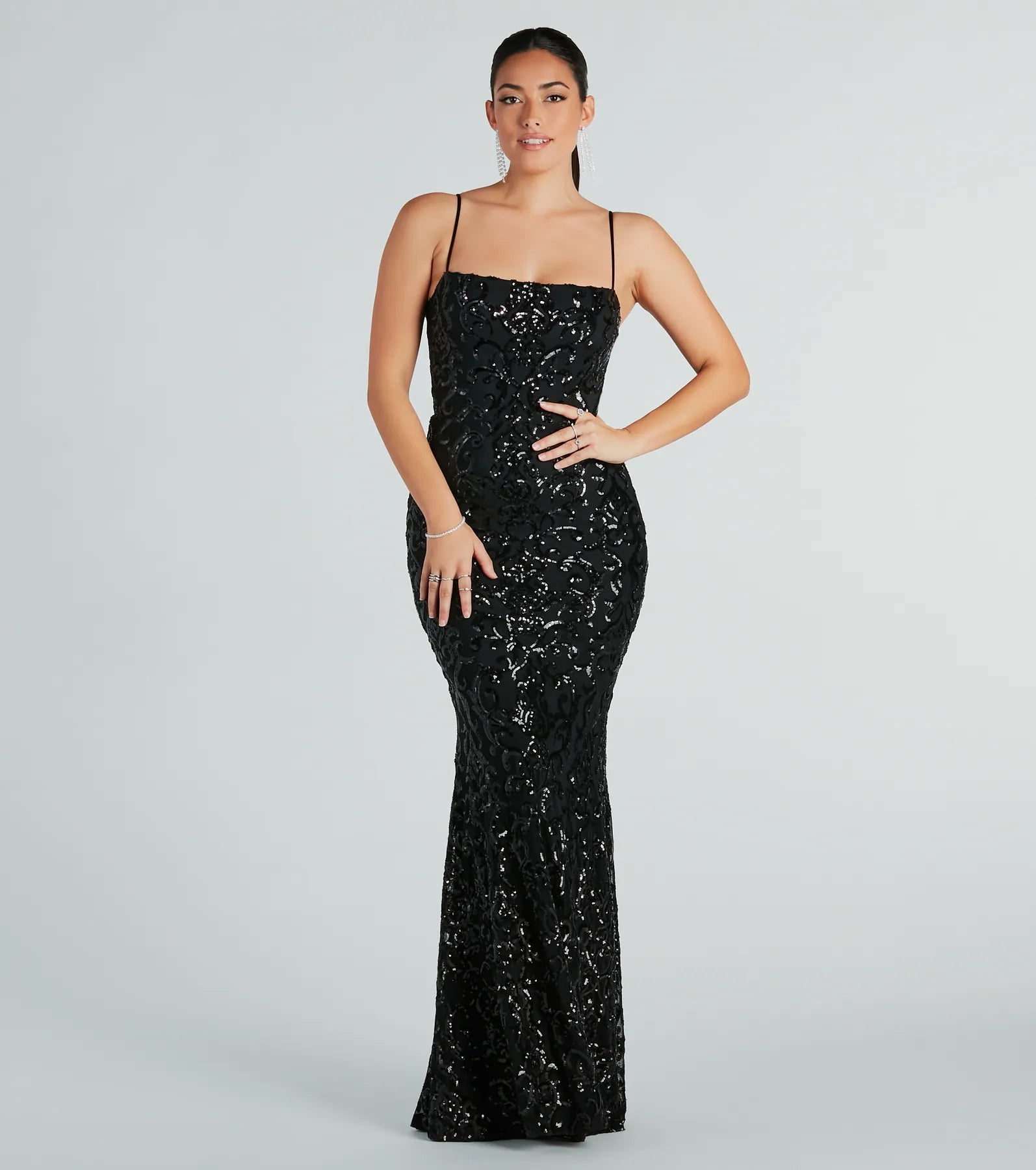 Noemi Formal Sequin A-Line Dress - BLACK