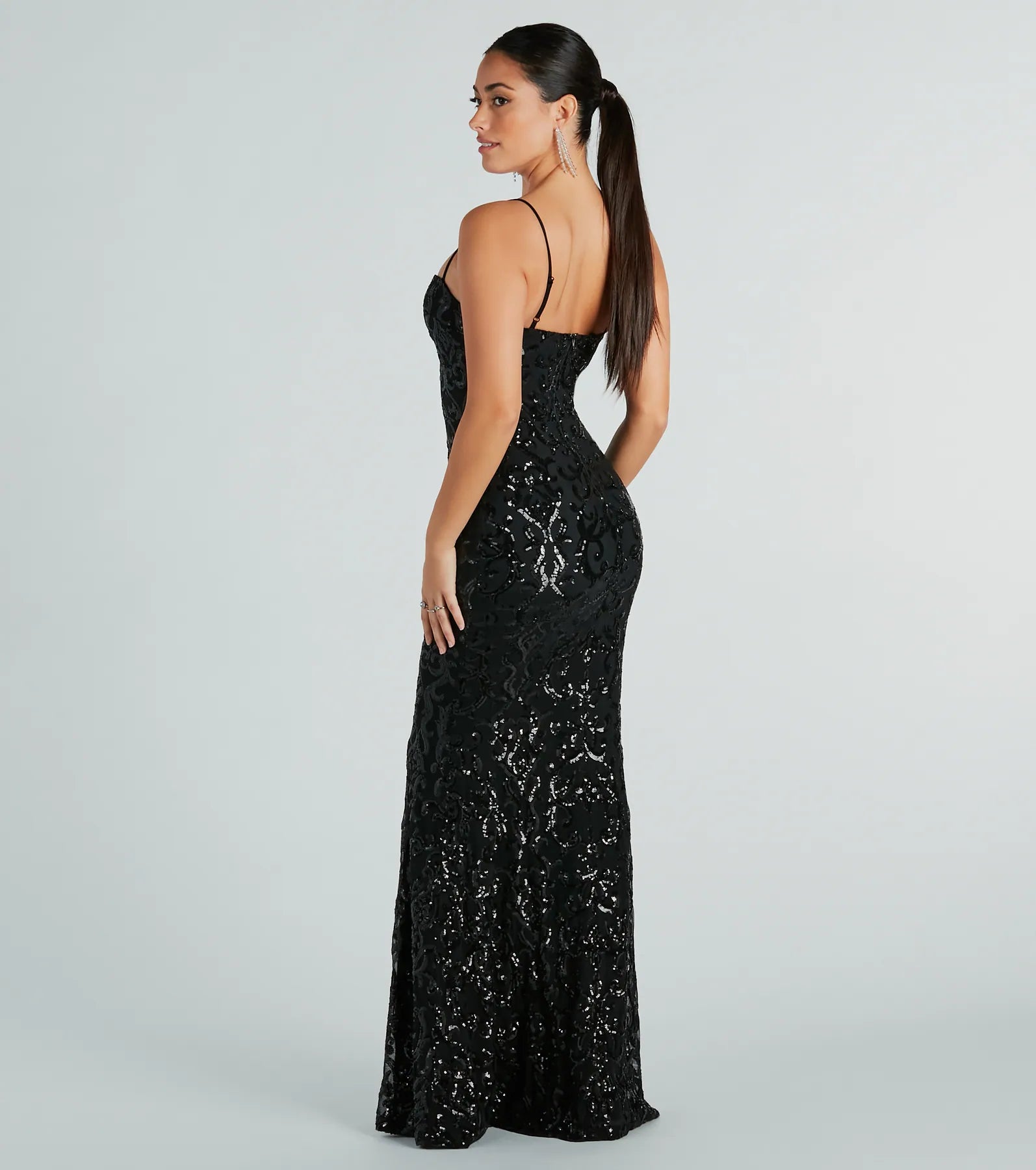 Noemi Formal Sequin A-Line Dress - BLACK