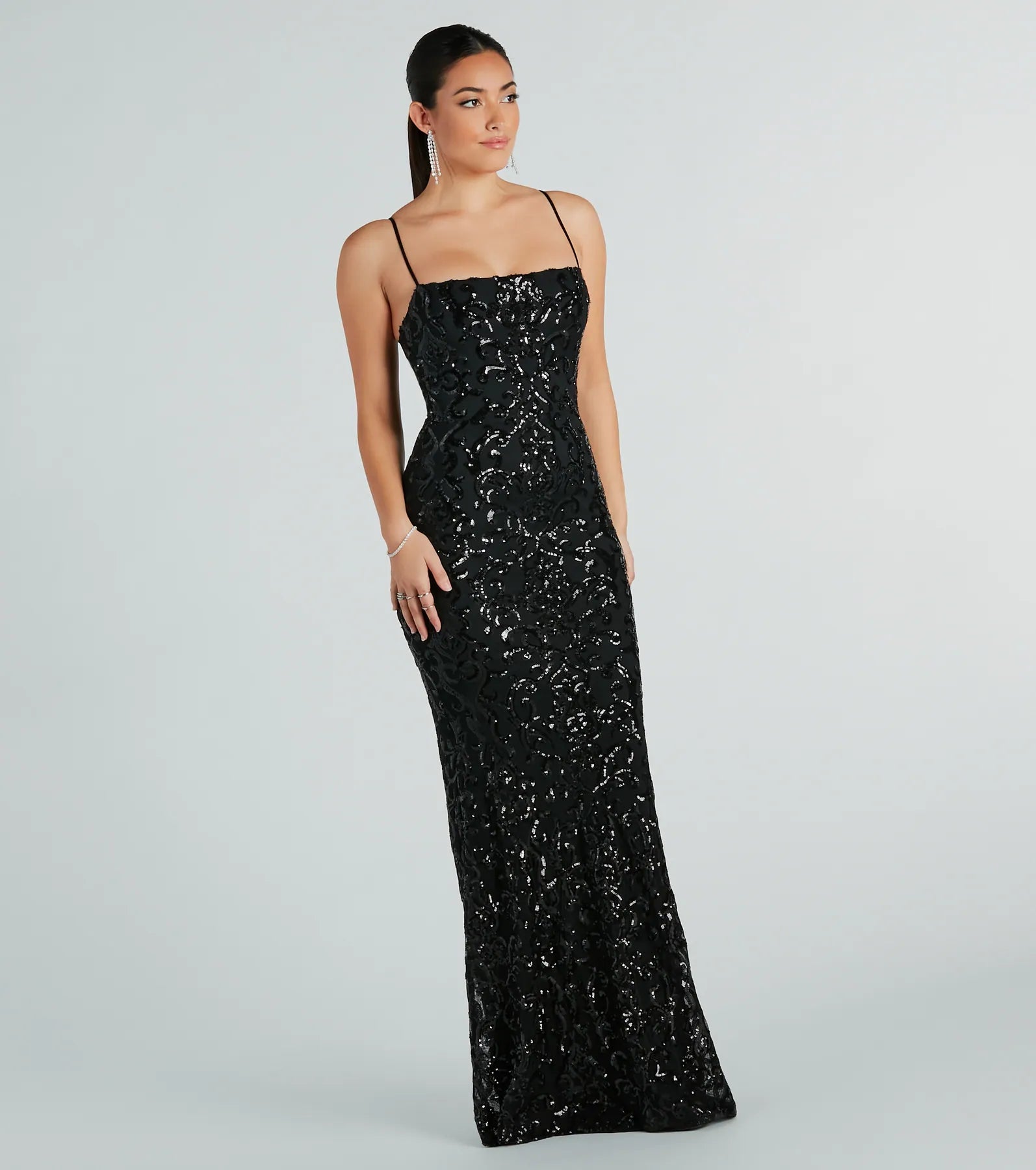Noemi Formal Sequin A-Line Dress - BLACK