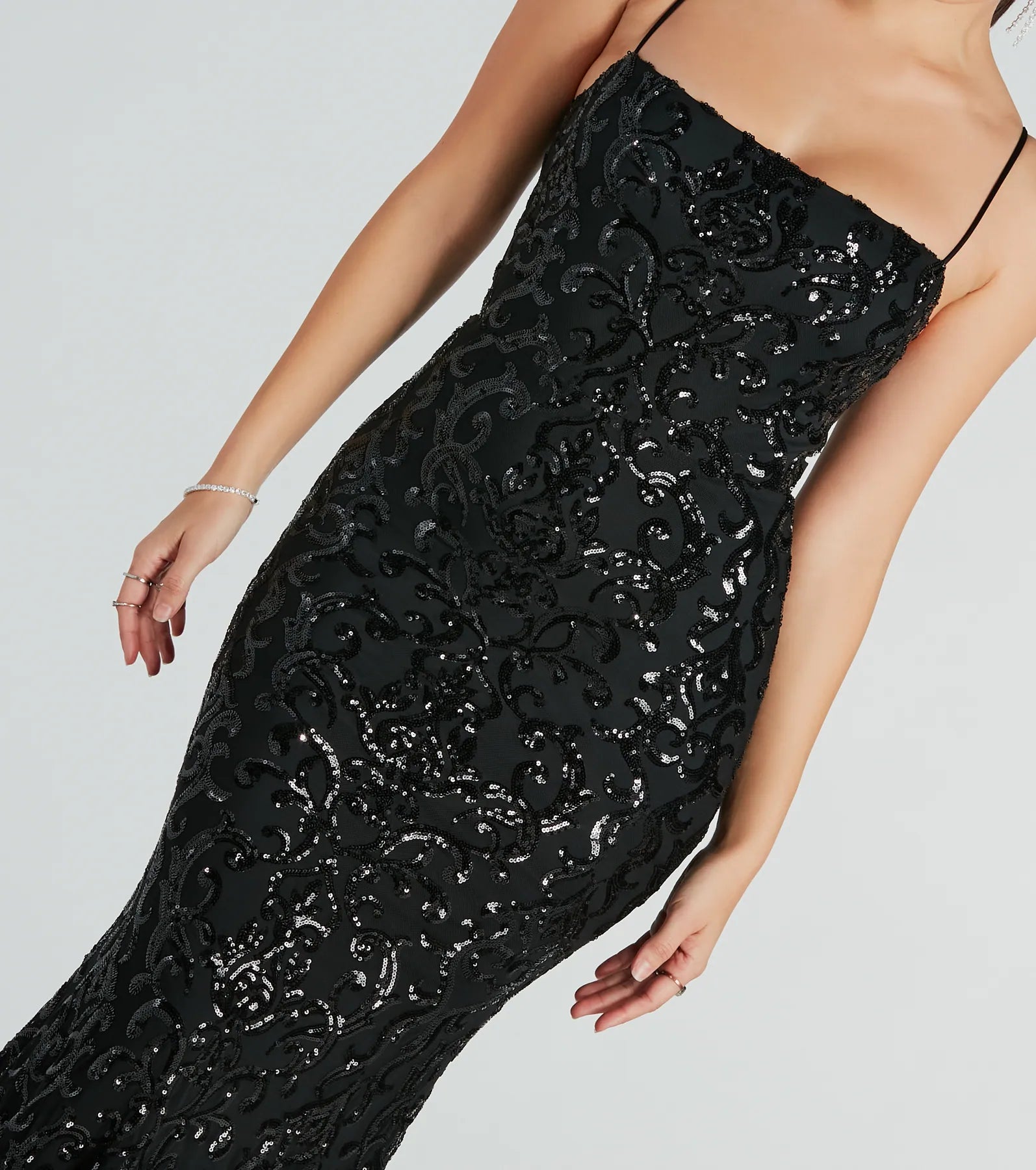 Noemi Formal Sequin A-Line Dress - BLACK