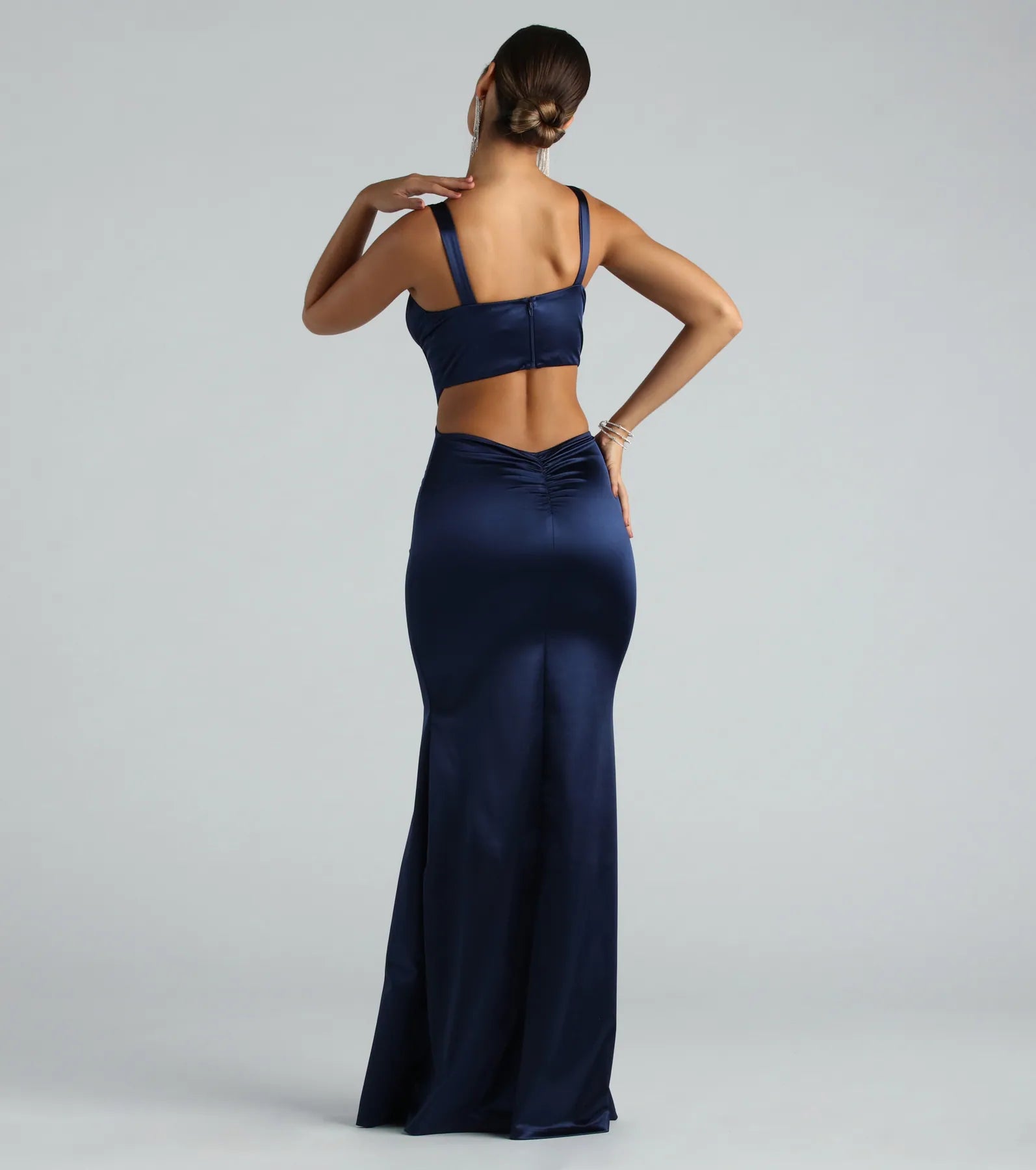 Sloane Satin Corset Formal Dress - NAVY
