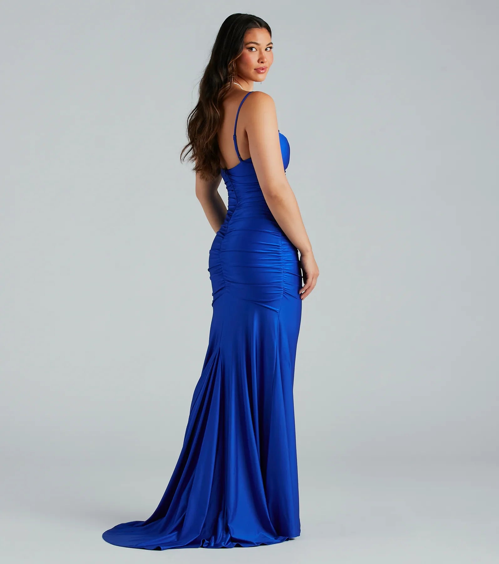 Jamie Formal Cowl Neck Mermaid Dress - BLUE