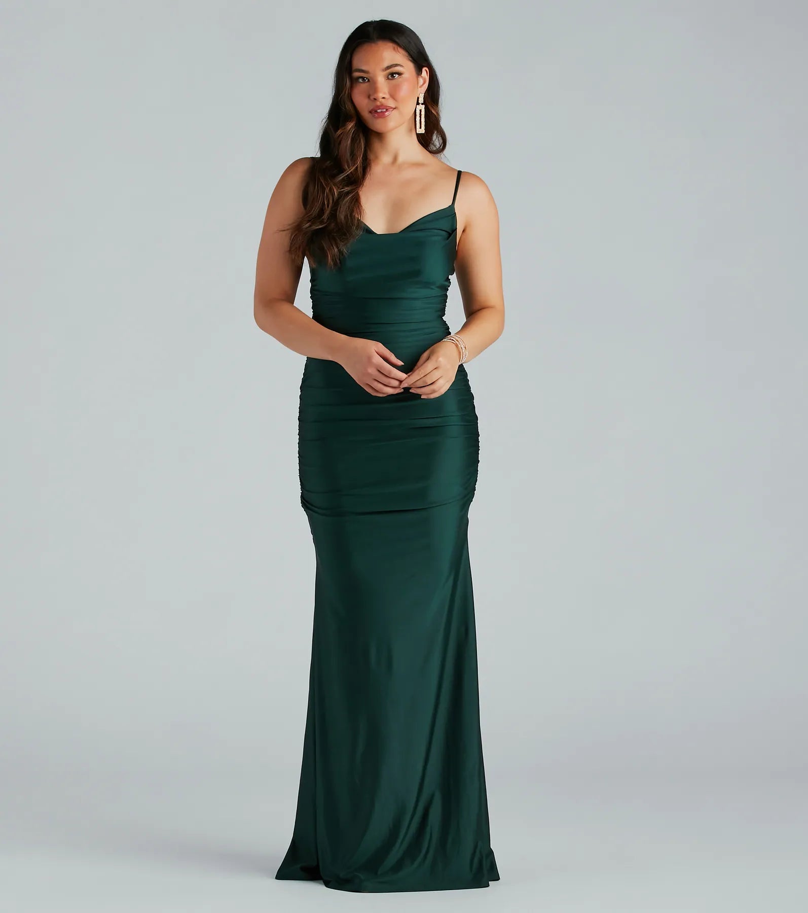Jamie Formal Cowl Neck Mermaid Dress - HUNTER