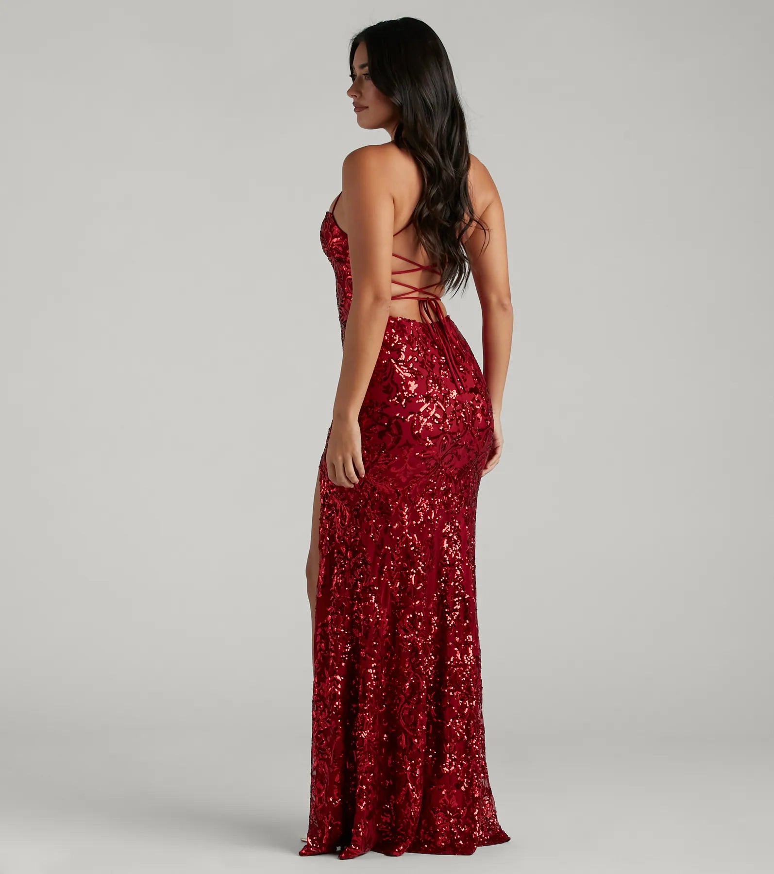 Kinsley Formal Sequin Mermaid Dress - RED