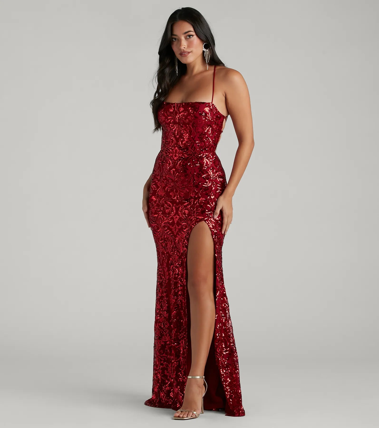 Kinsley Formal Sequin Mermaid Dress - RED