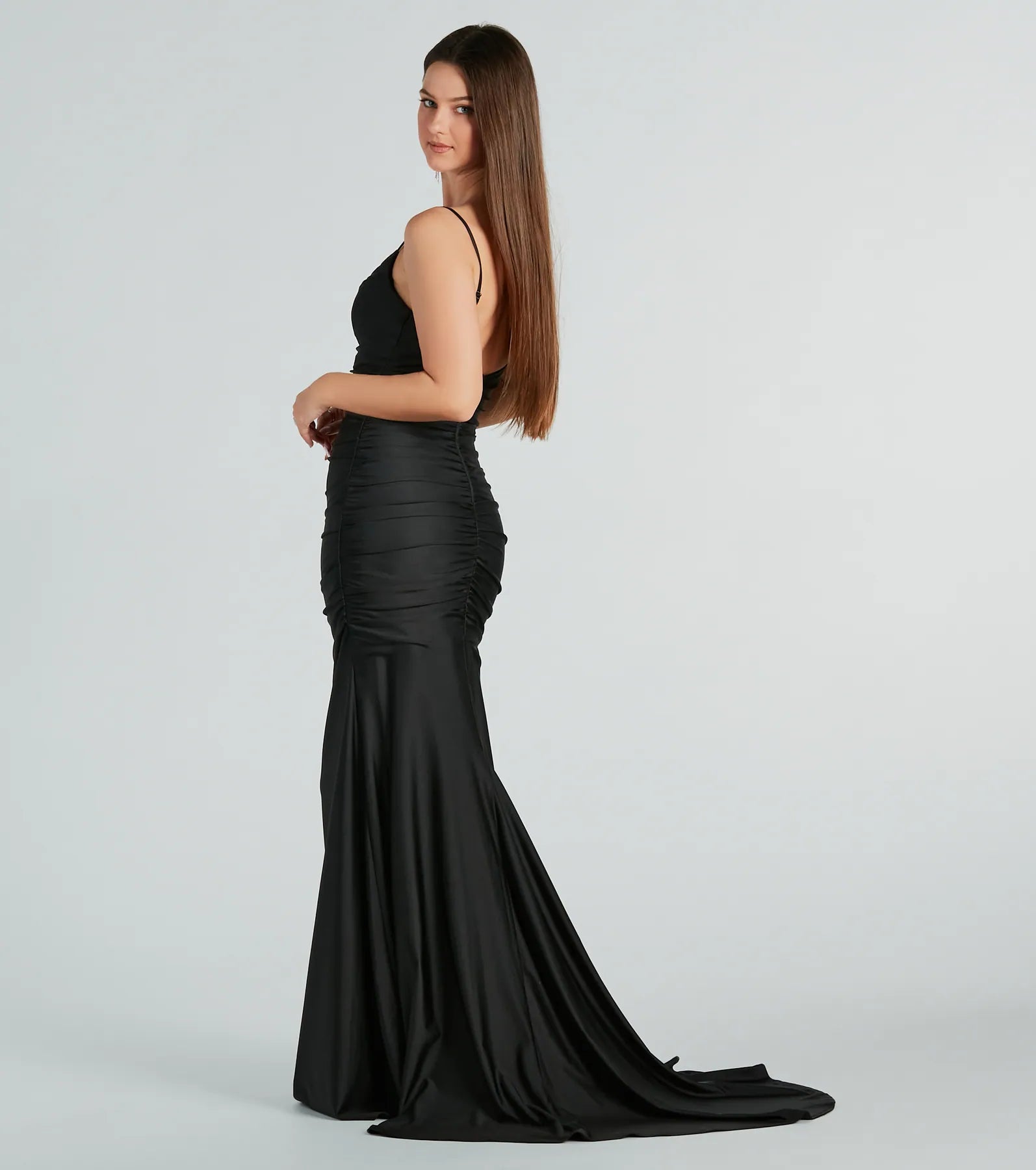 Jamie Formal Cowl Neck Mermaid Dress - BLACK