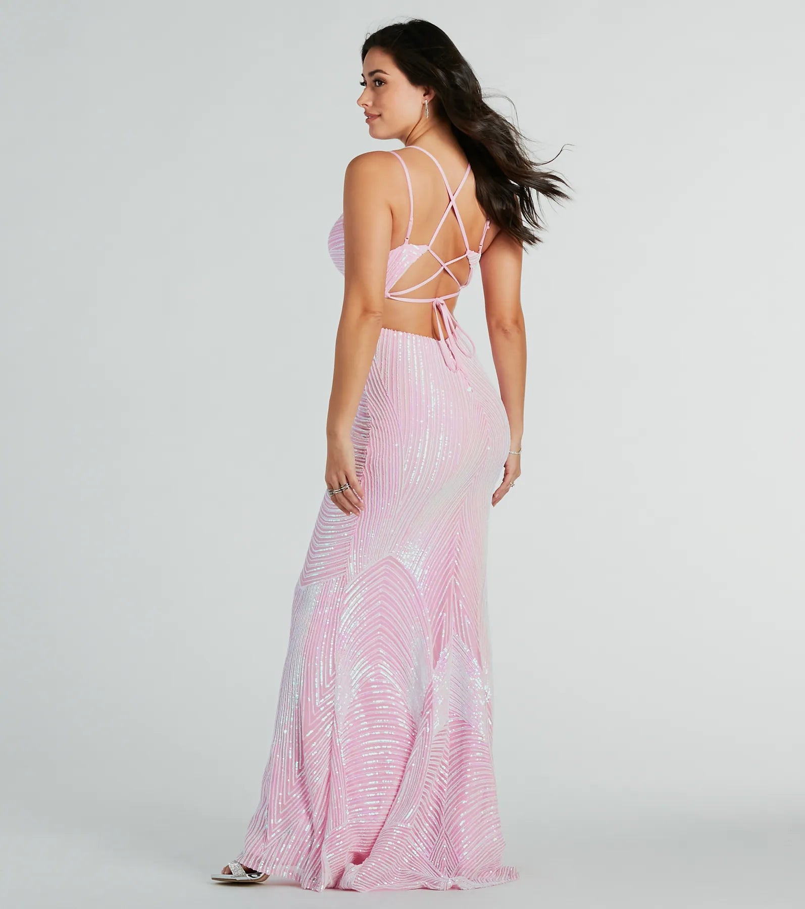 Lyanna Formal Iridescent Sequin Mermaid Dress - PINK