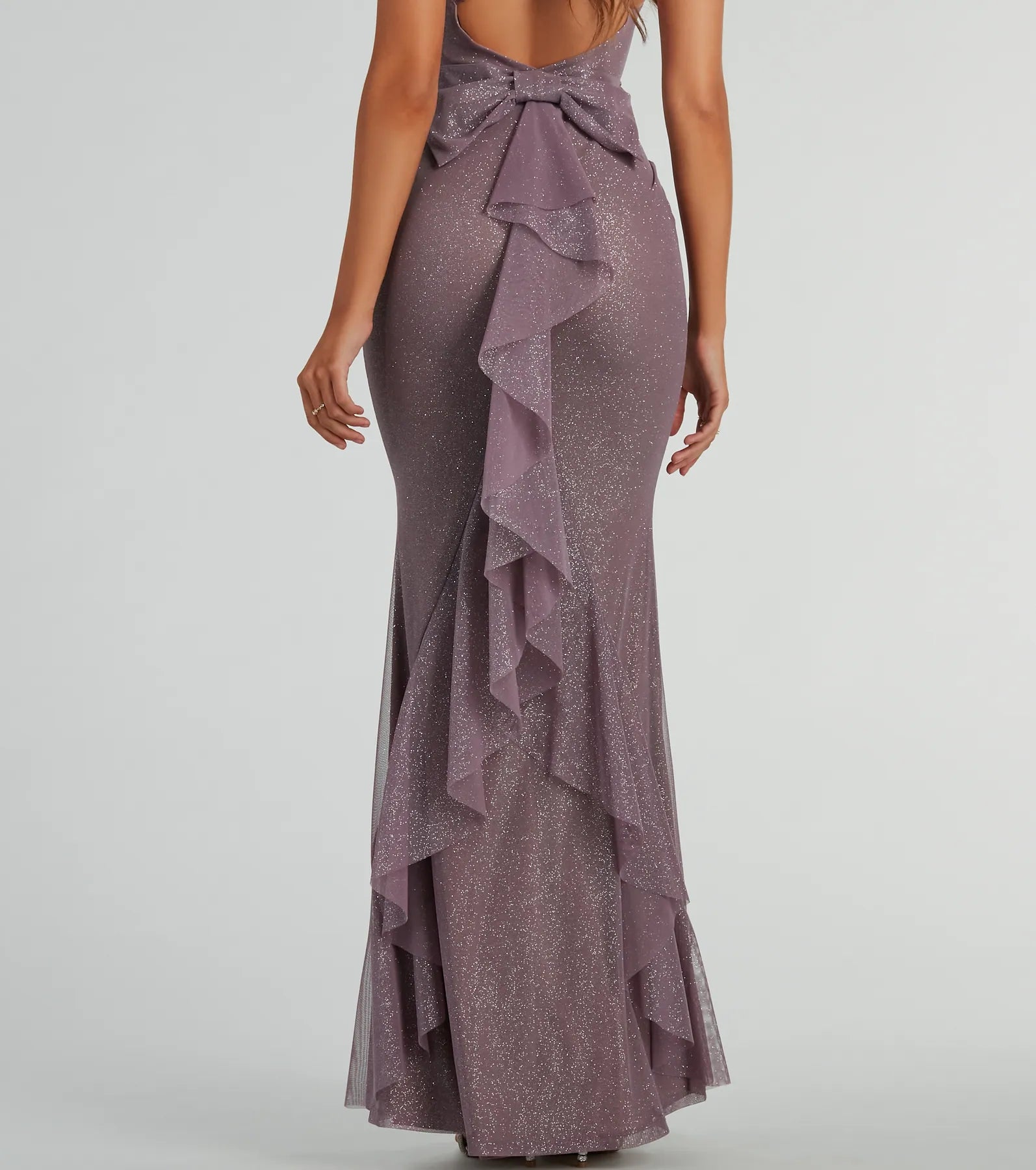 Linda Formal Glitter Ruffled Dress - LAVENDER-3