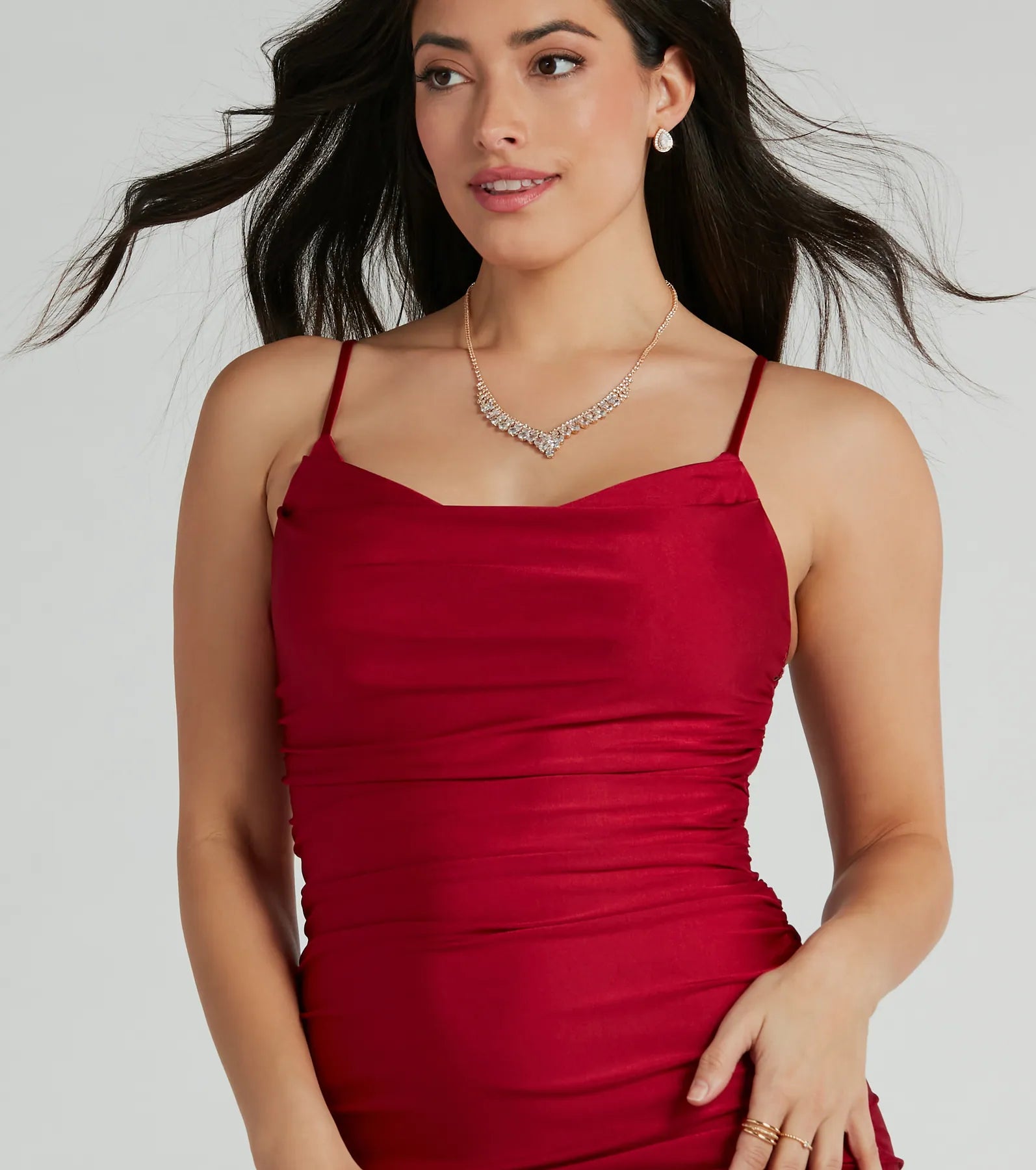 Alisa Lace Sequin Back Mermaid Formal Dress - WINE