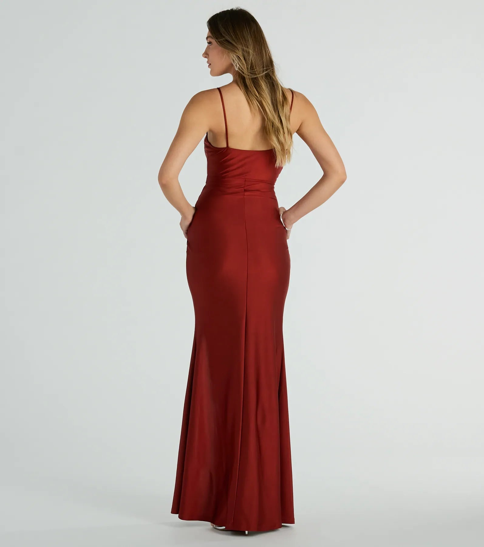Kensie Formal Surplice V-Neck Dress - RUST-2