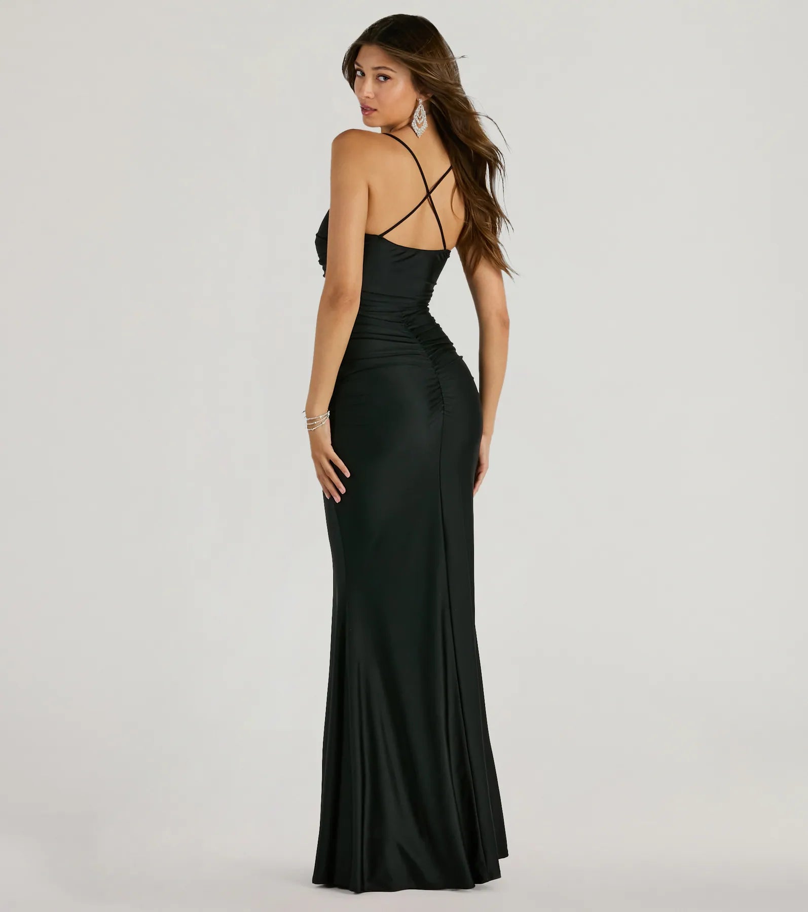 Maisie Sweetheart Ruched Mermaid Formal Dress - BLACK