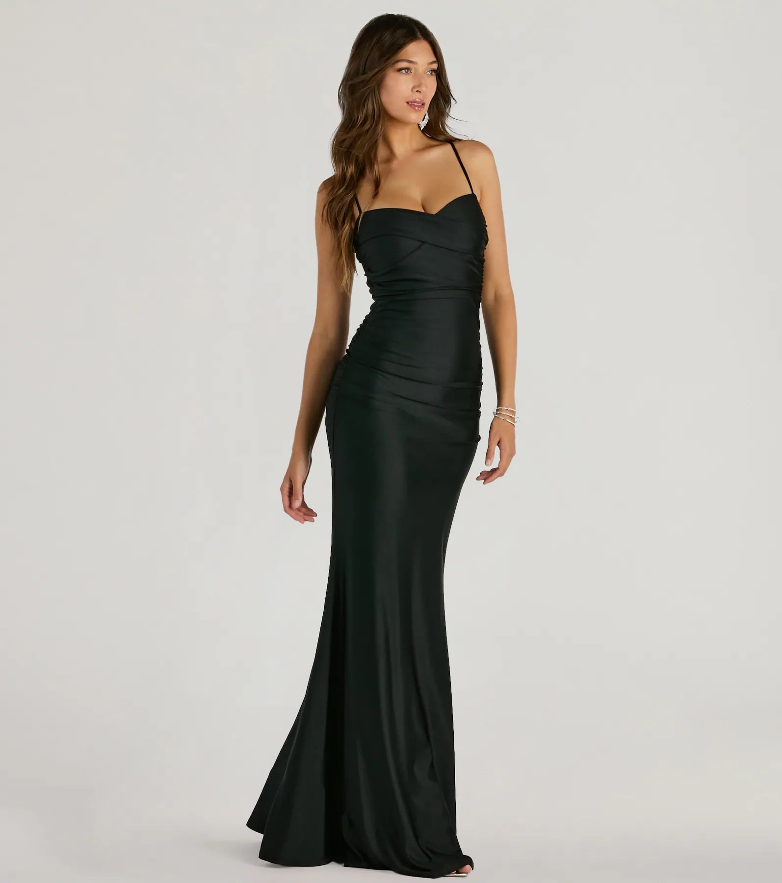 Maisie Sweetheart Ruched Mermaid Formal Dress - BLACK