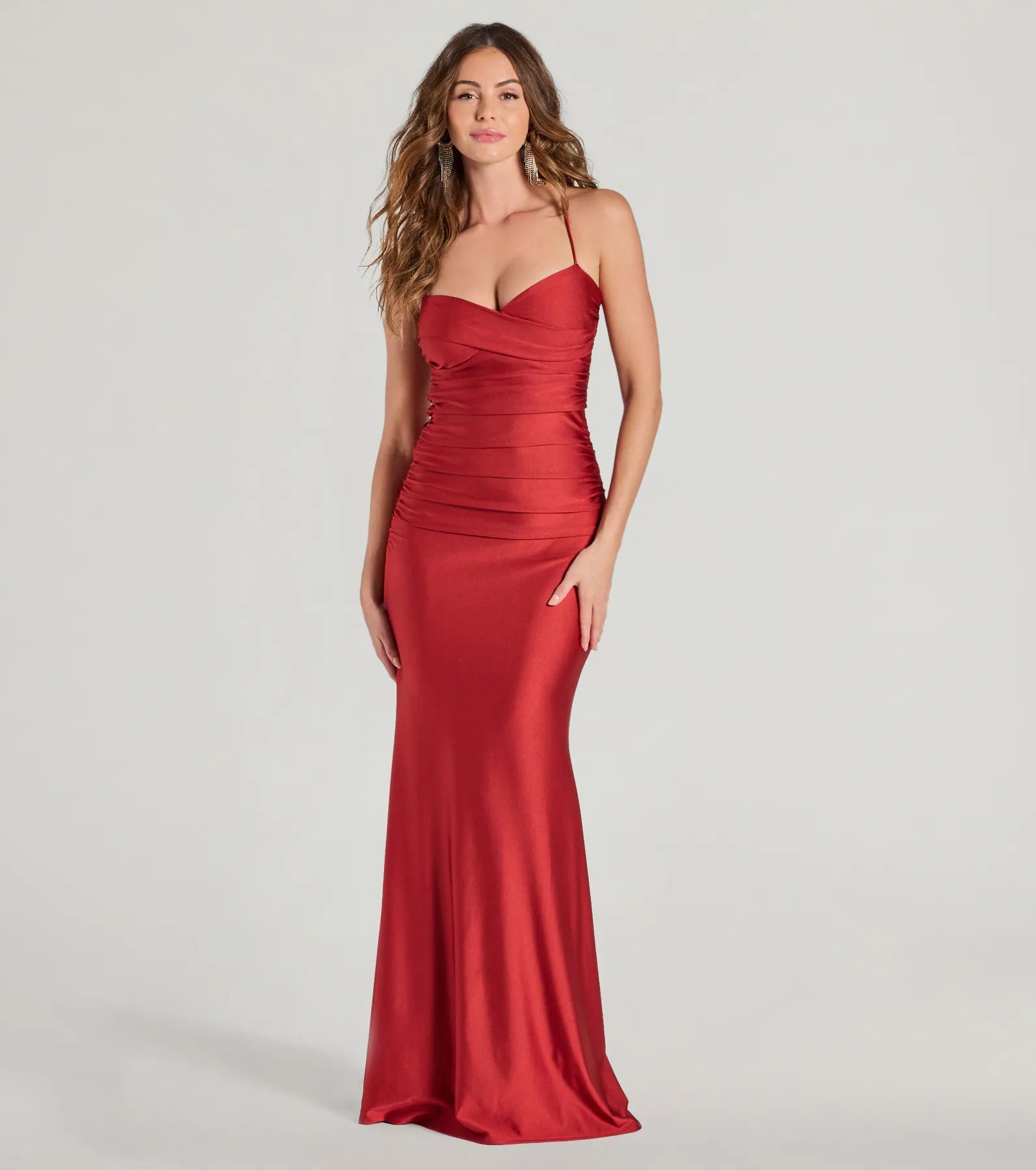 Maisie Sweetheart Ruched Mermaid Formal Dress - RUST