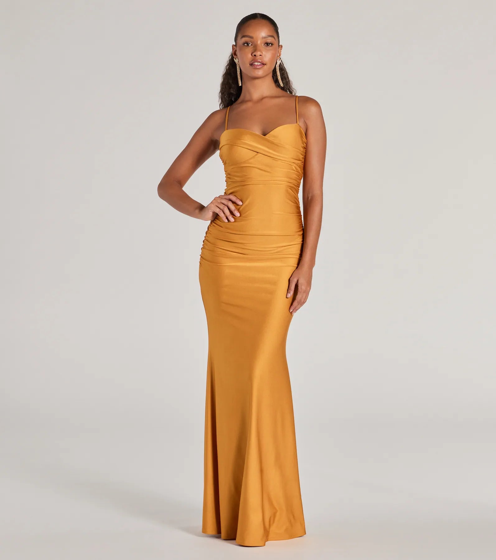 Maisie Sweetheart Ruched Mermaid Formal Dress - MUSTARD