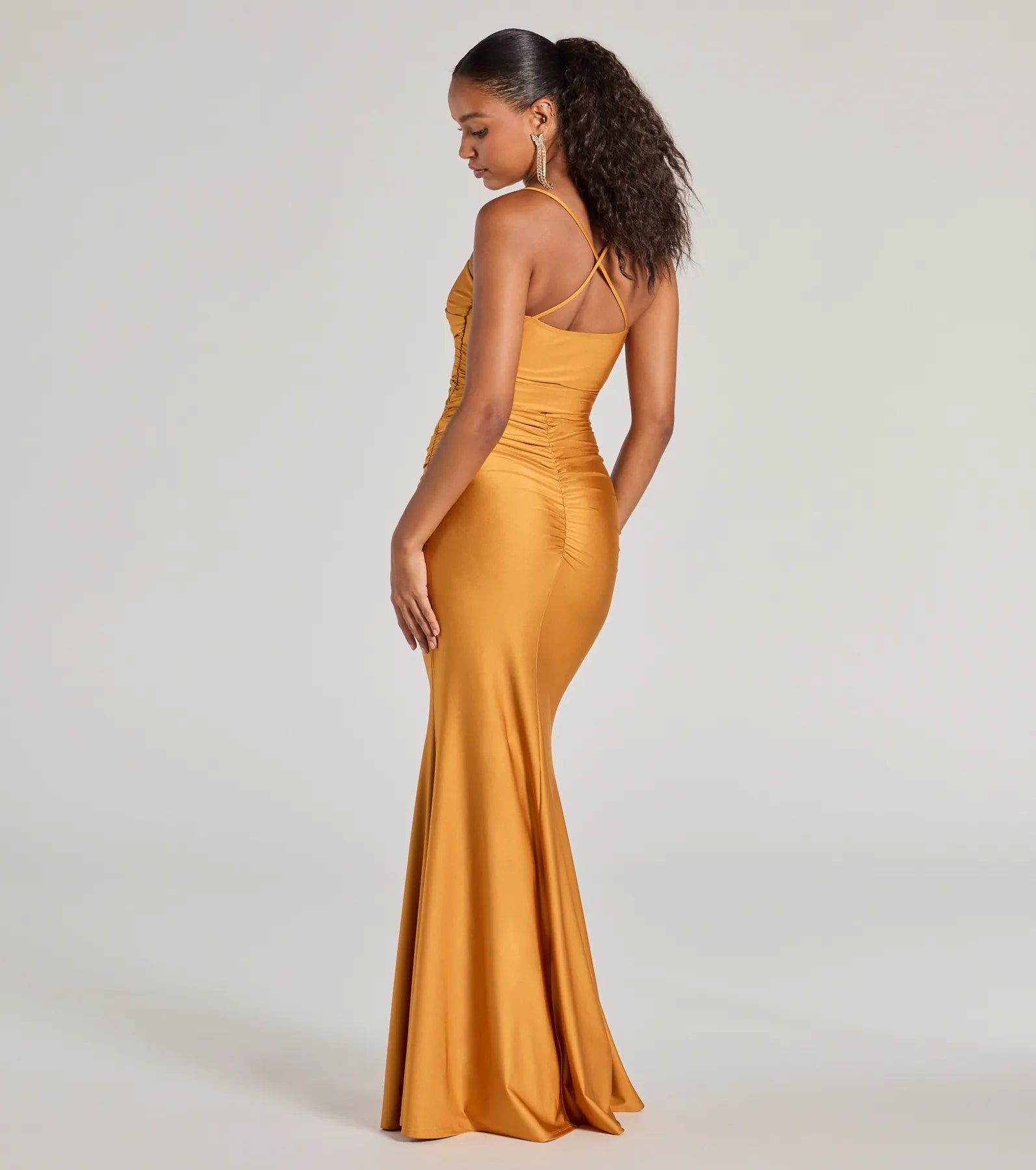 Maisie Sweetheart Ruched Mermaid Formal Dress - MUSTARD