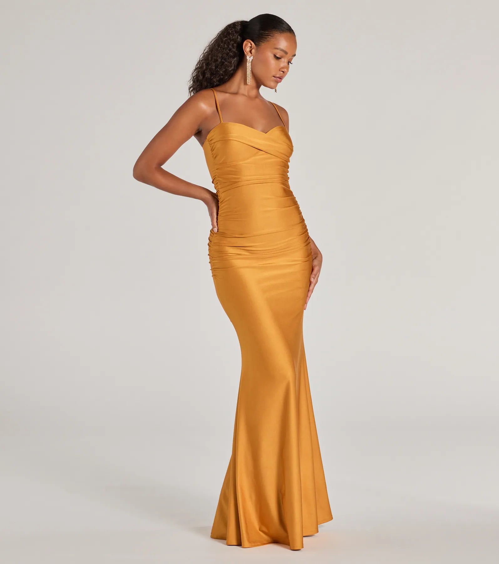 Maisie Sweetheart Ruched Mermaid Formal Dress - MUSTARD