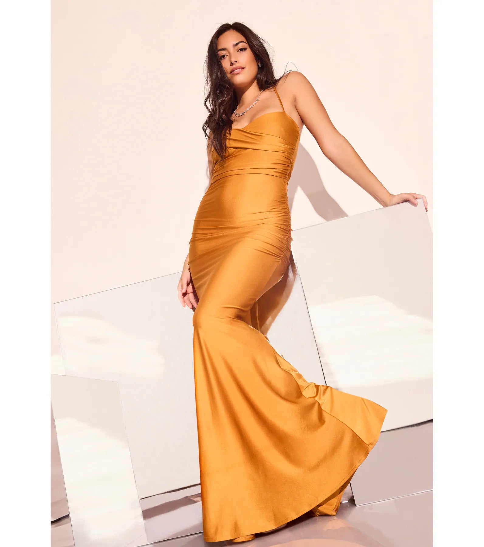 Maisie Sweetheart Ruched Mermaid Formal Dress - MUSTARD