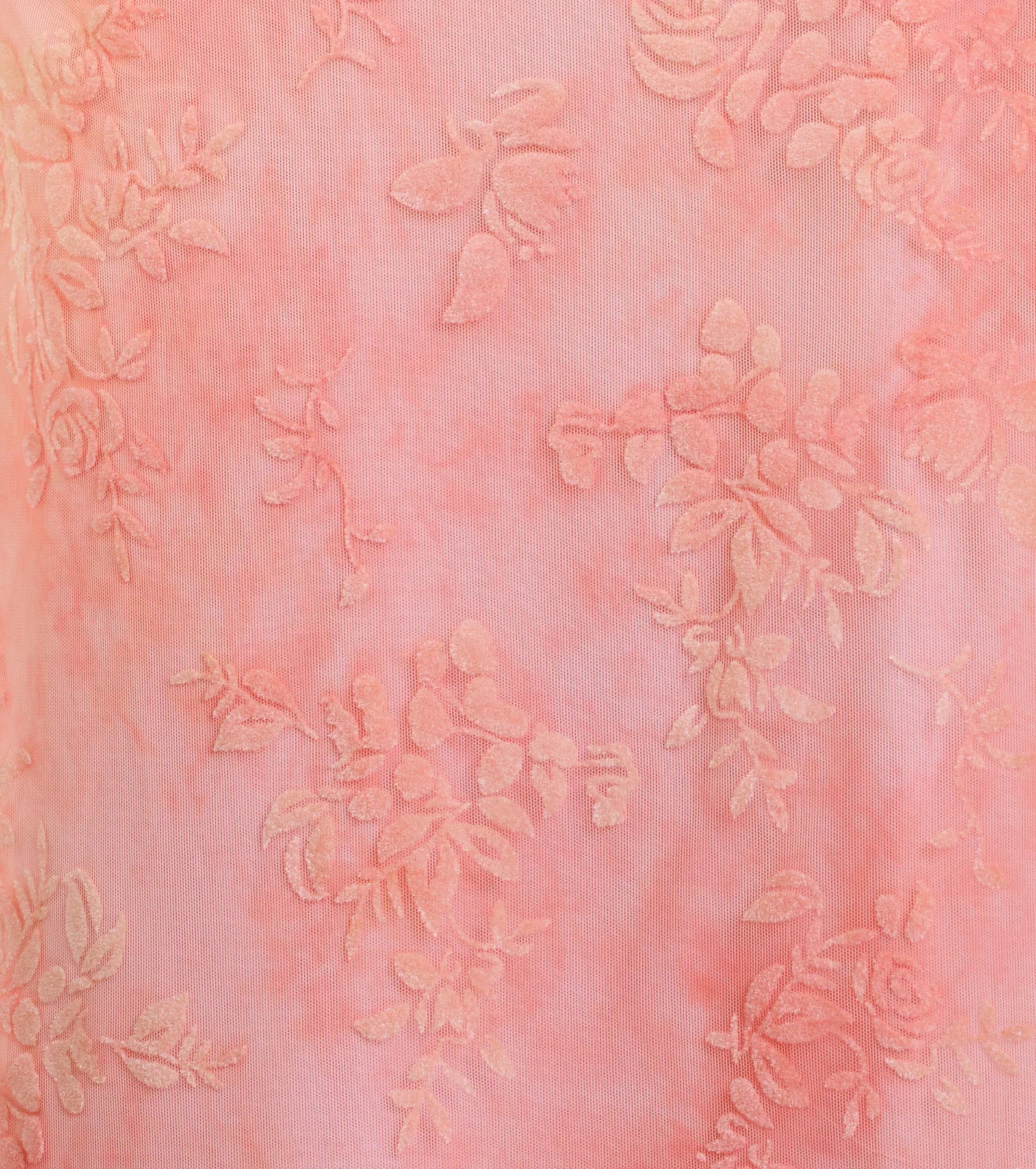 Kristina Floral Velvet Slit Formal Dress - BLUSH