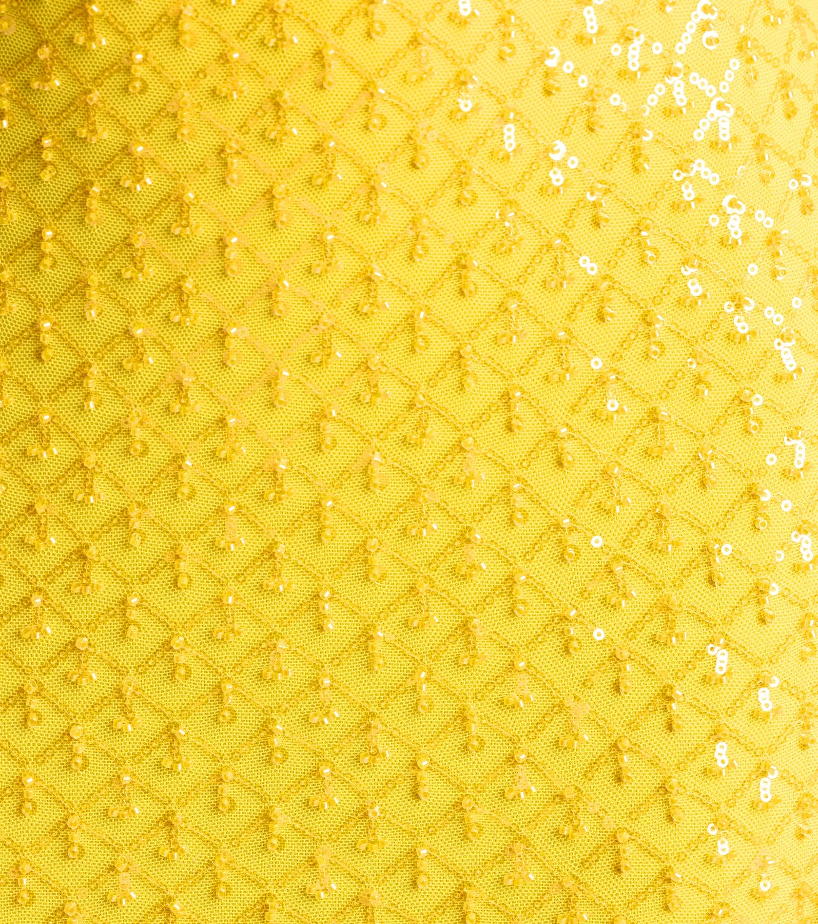 Amal Open Back Mermaid Bead Sequin Formal Dress - YELLOW