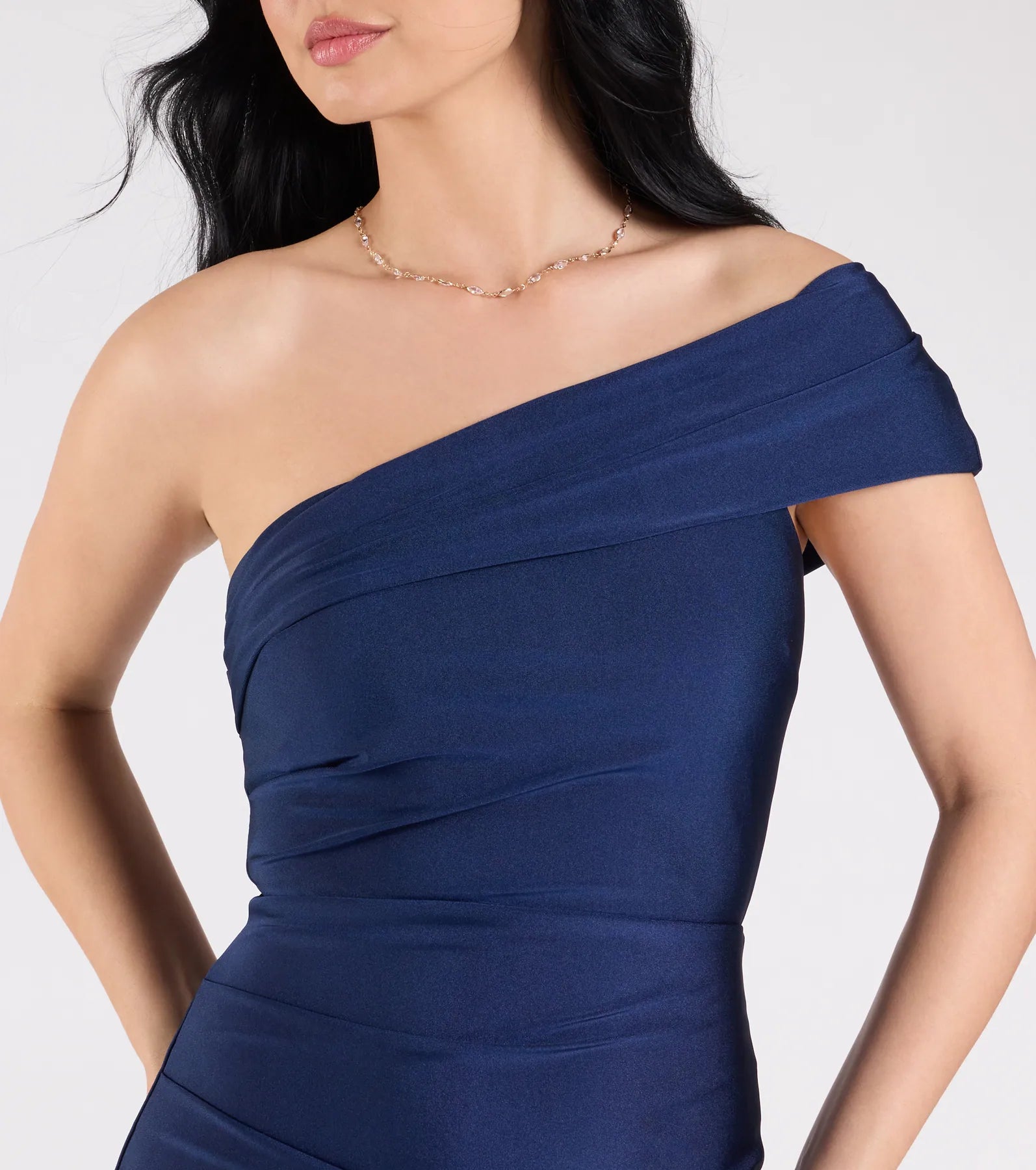 Mona Off-Shoulder Slit Mermaid Formal Dress - NAVY