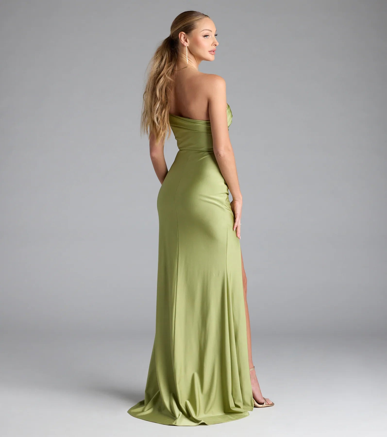 Mona Off-Shoulder Slit Mermaid Formal Dress - SAGE