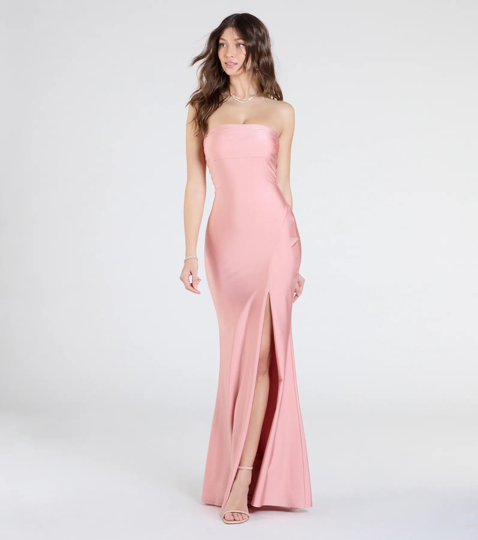 Cheryl Strapless Slit Mermaid Formal Dress - MAUVE