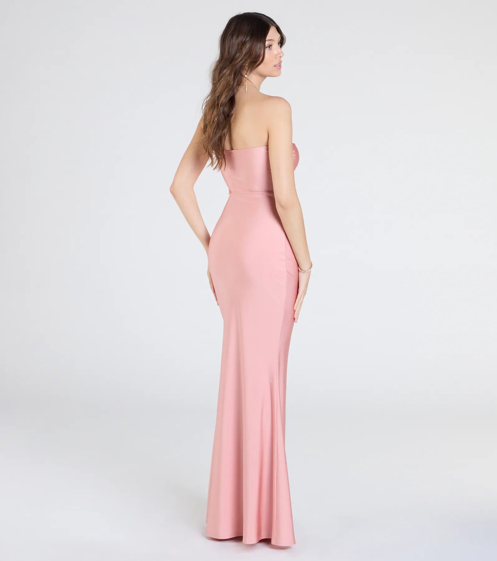 Cheryl Strapless Slit Mermaid Formal Dress - MAUVE