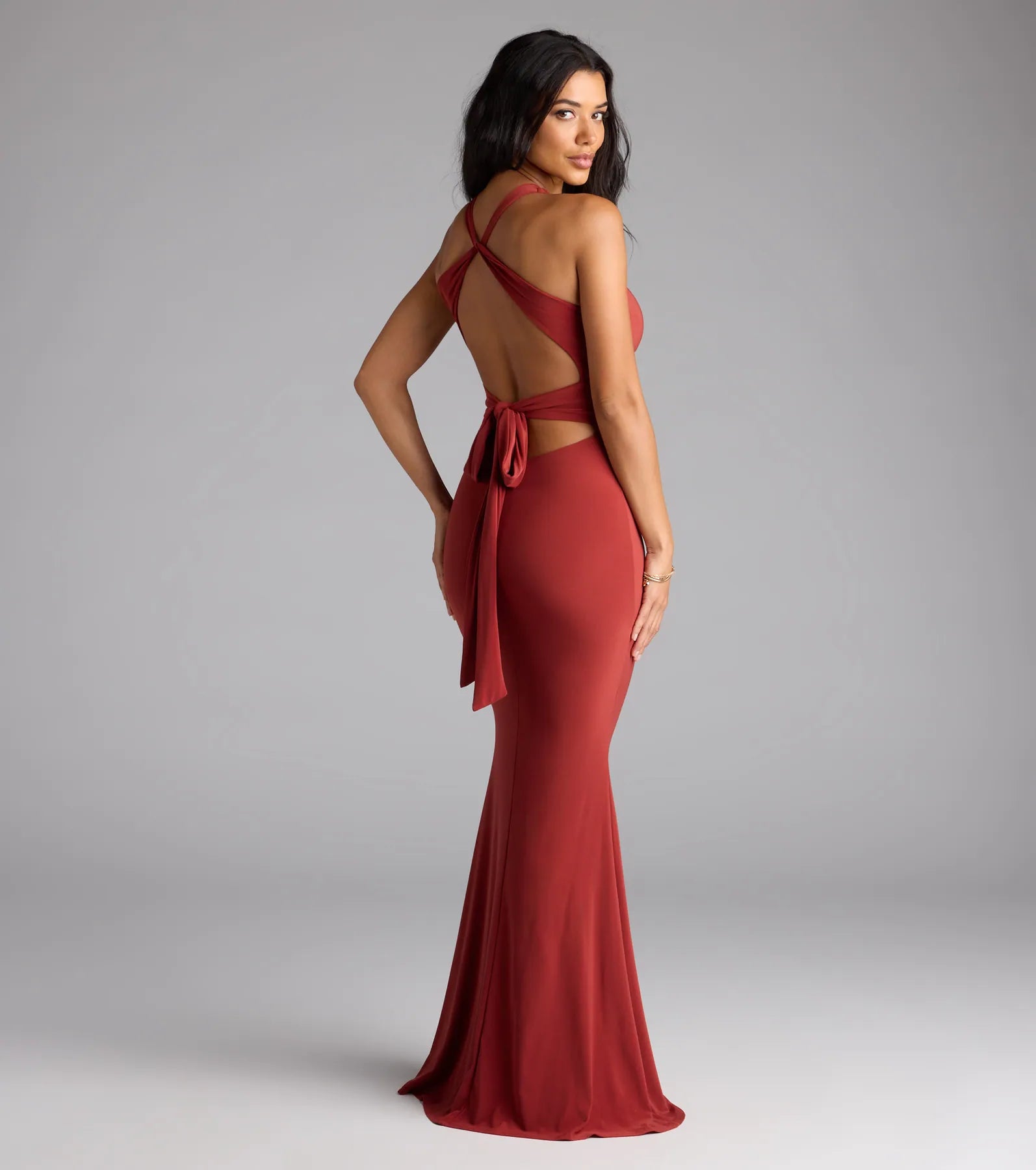 Juliane Strappy Back Mermaid Formal Dress - RUST