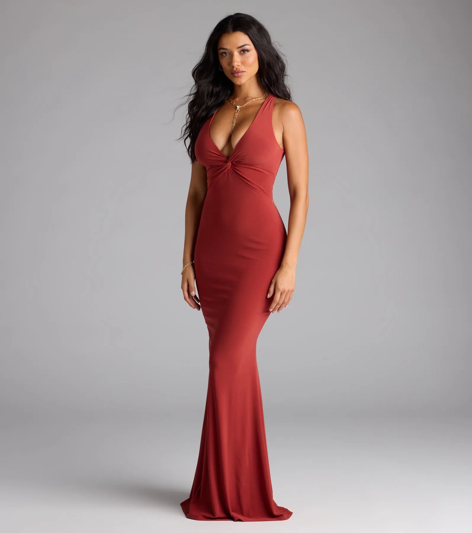 Juliane Strappy Back Mermaid Formal Dress - RUST