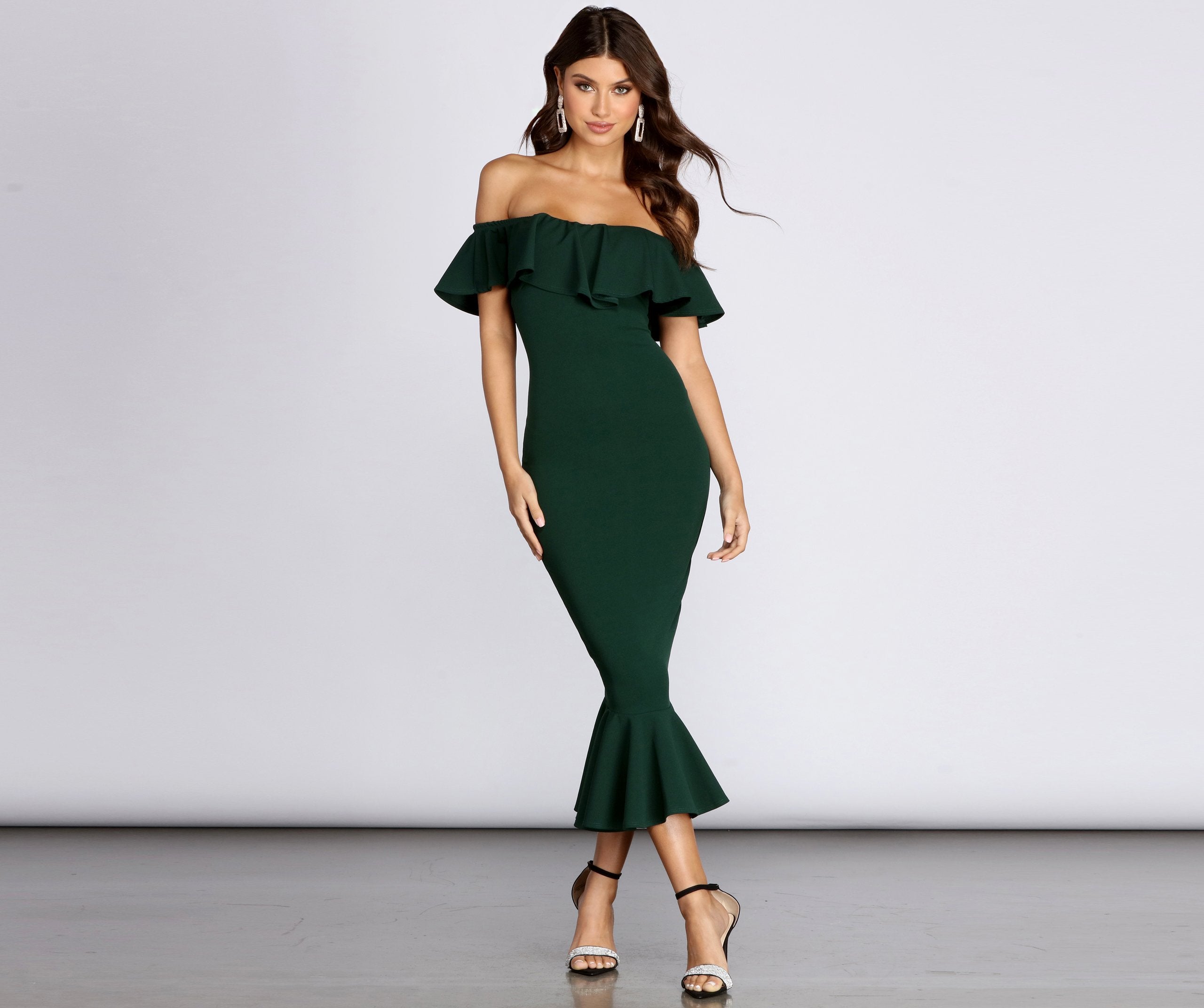 Ready And Ruffled Midi Dress - HUNTER