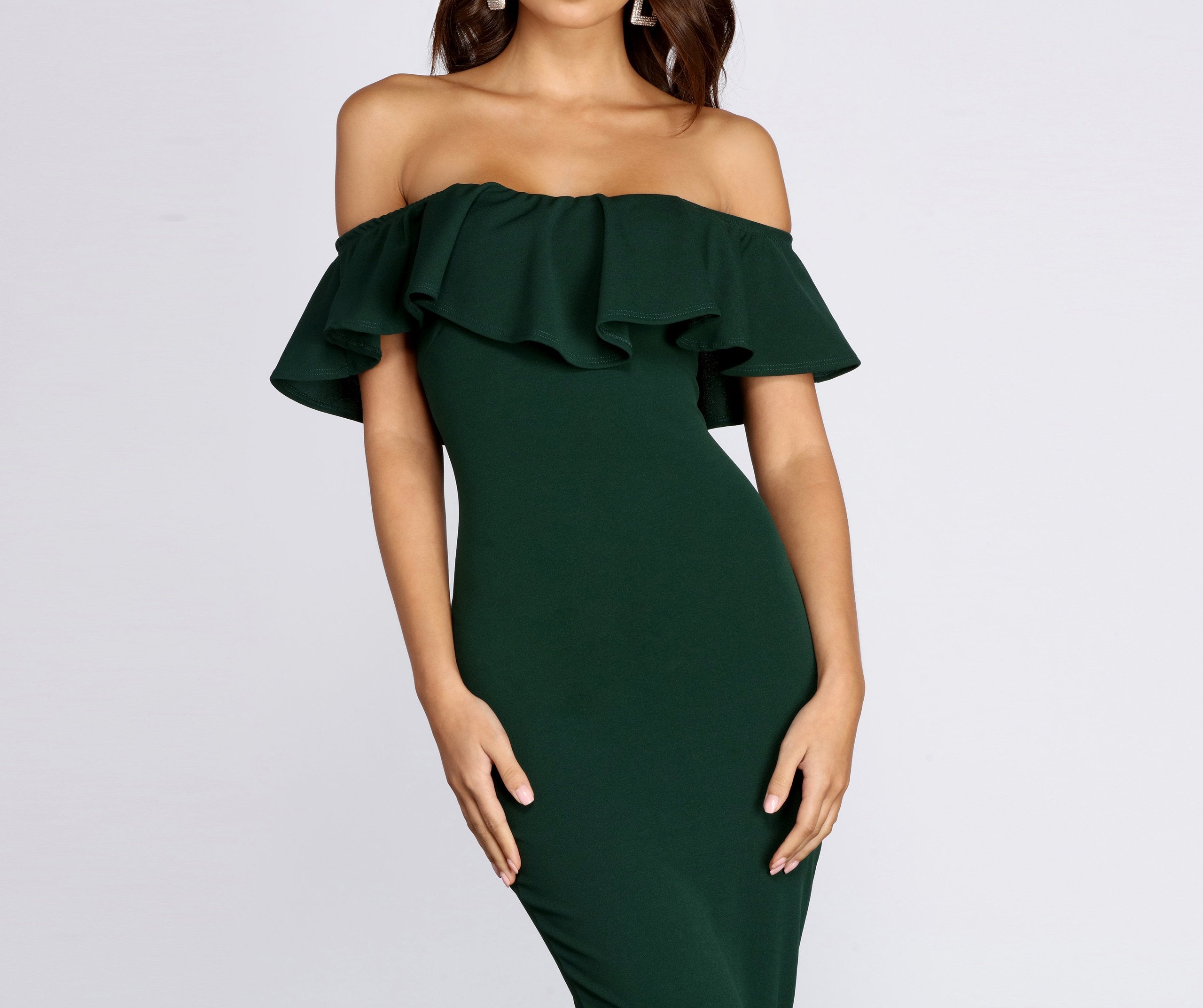 Ready And Ruffled Midi Dress - HUNTER