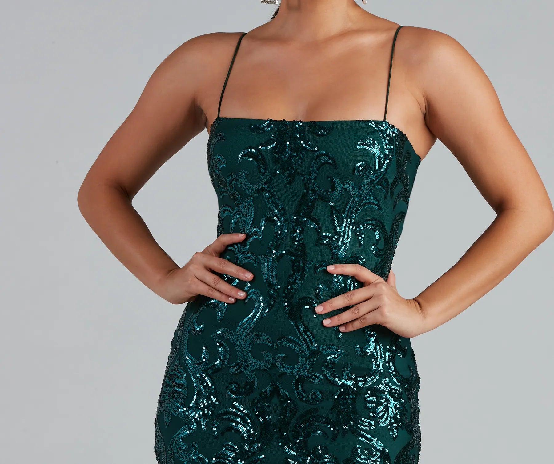 Live It Up Sequin Mini Dress - HUNTER