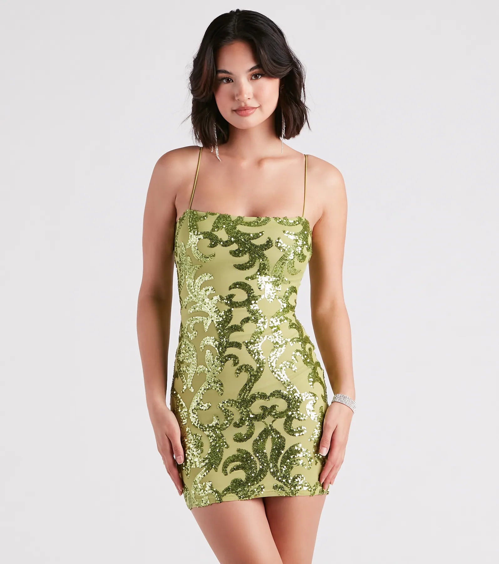 Live It Up Sequin Mini Dress - LIME
