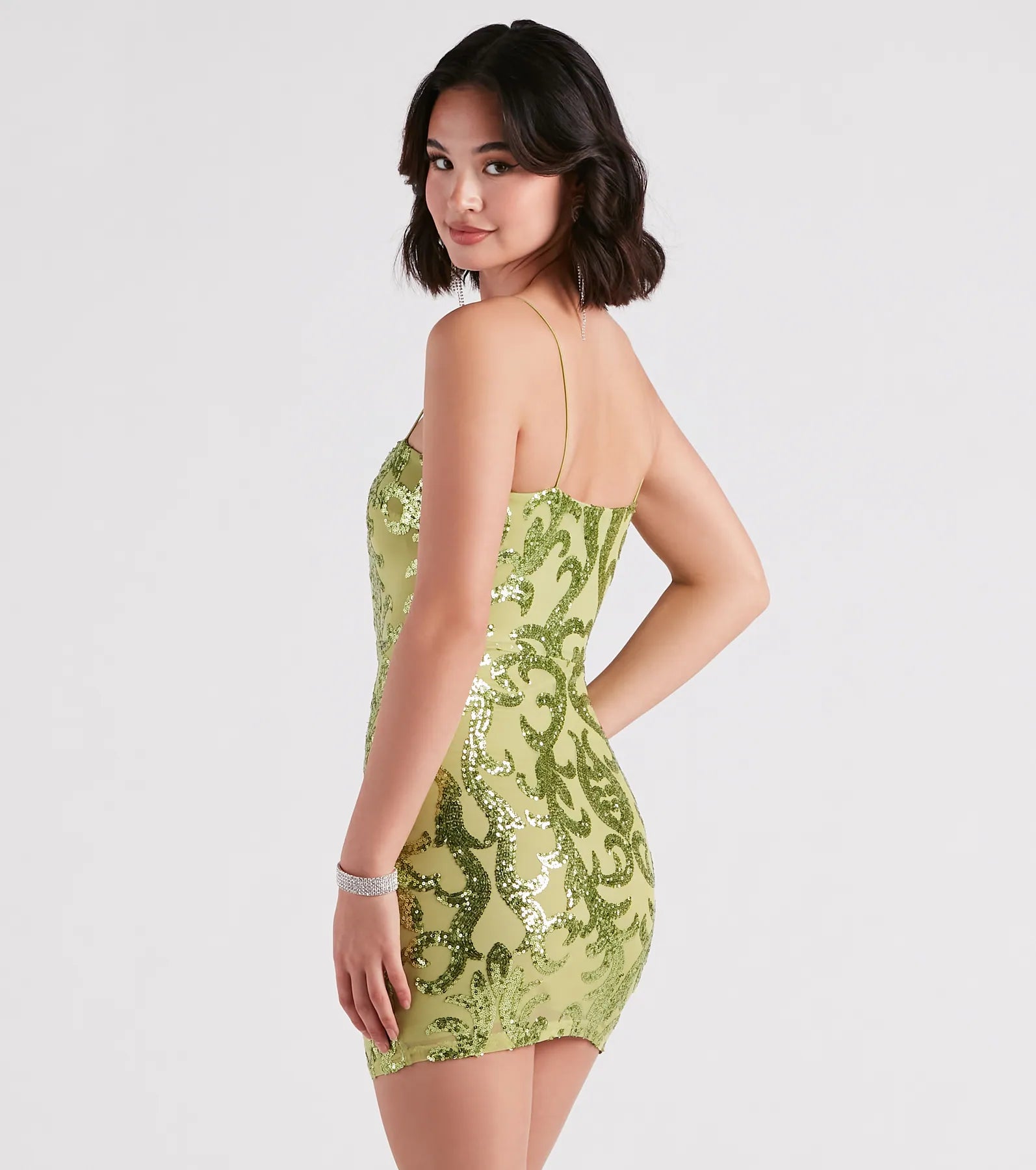 Live It Up Sequin Mini Dress - LIME