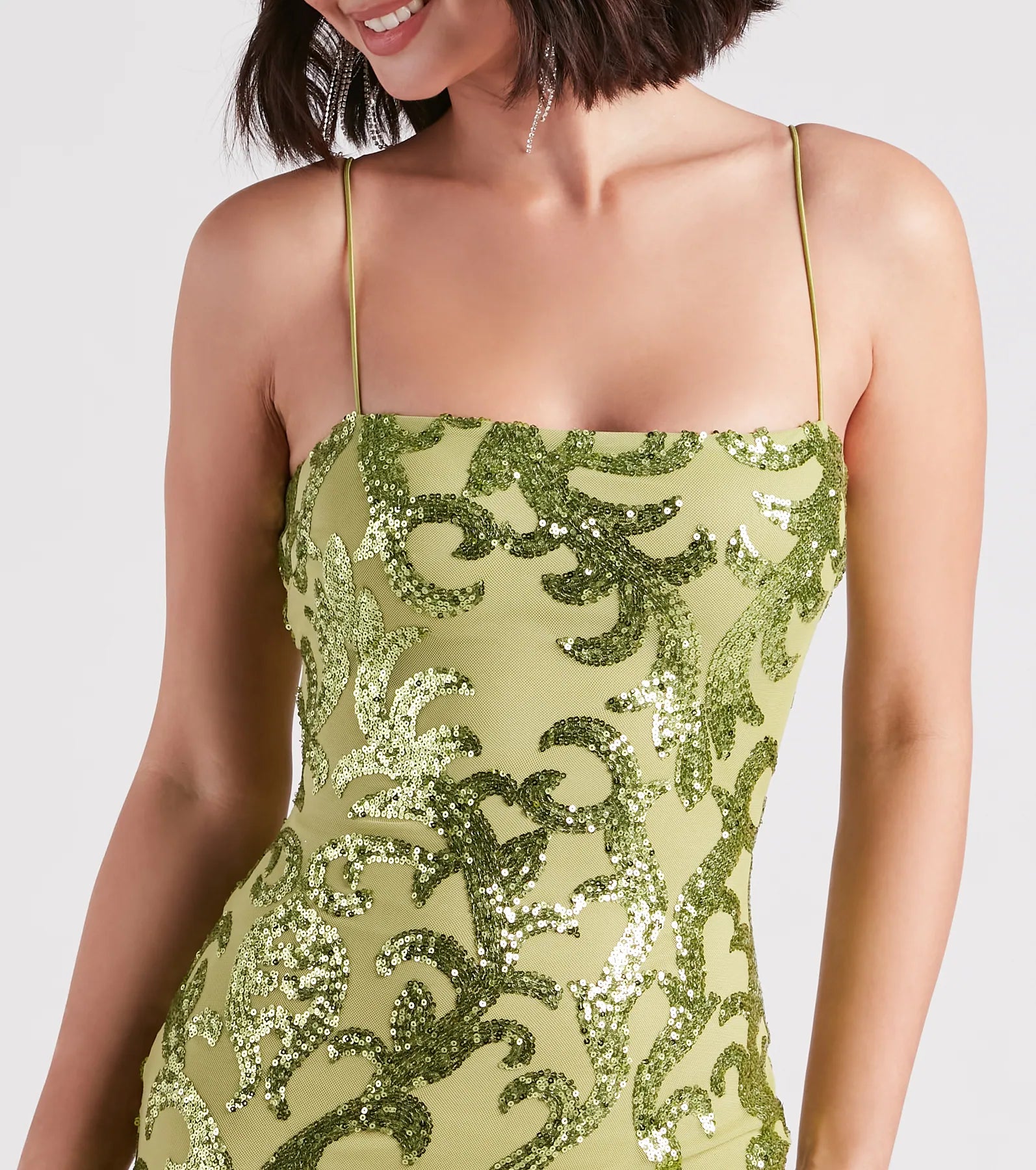 Live It Up Sequin Mini Dress - LIME